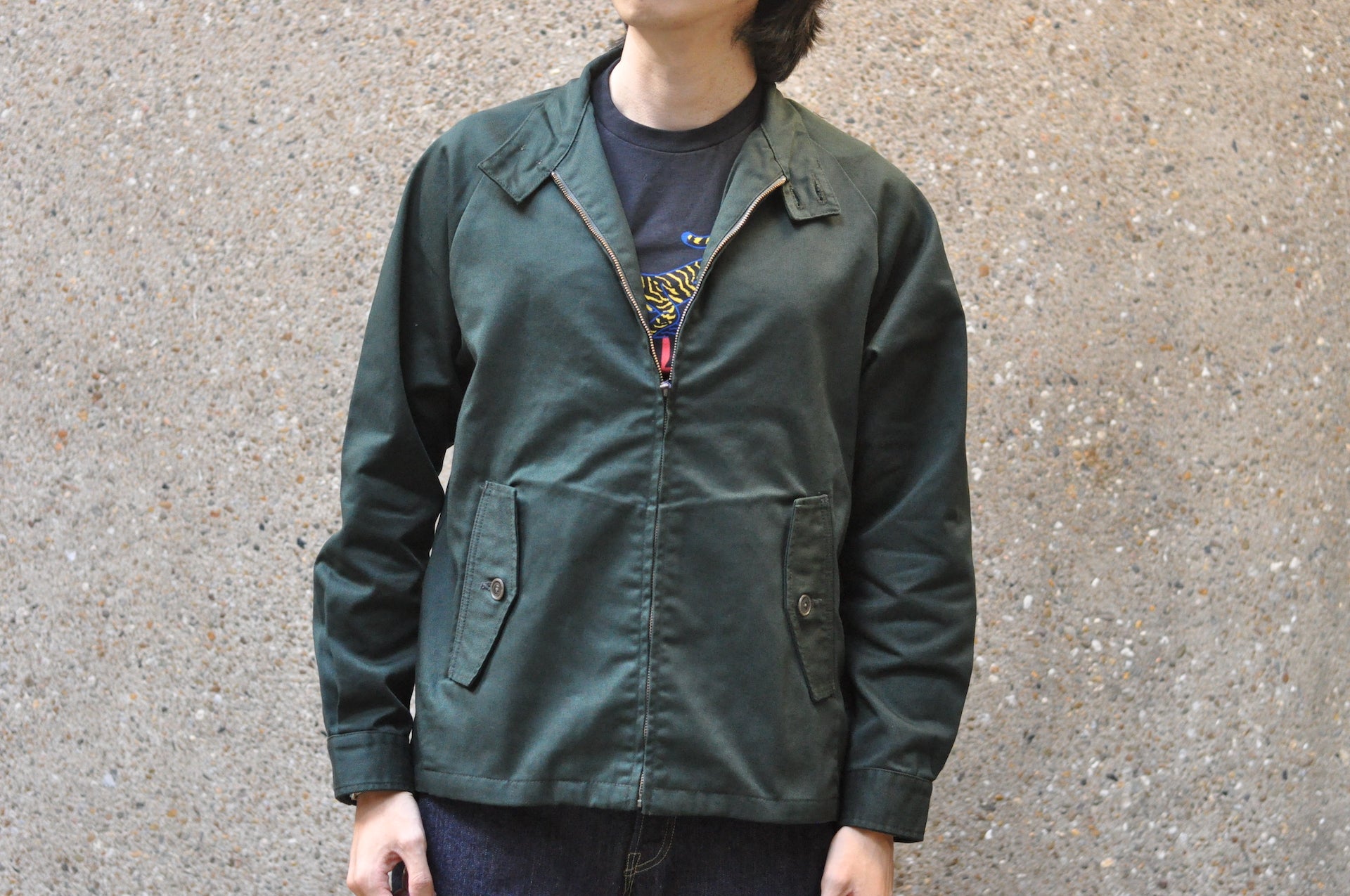 Japan Blue Cotton/Tetron Twill Harrington Work Jacket (Green)