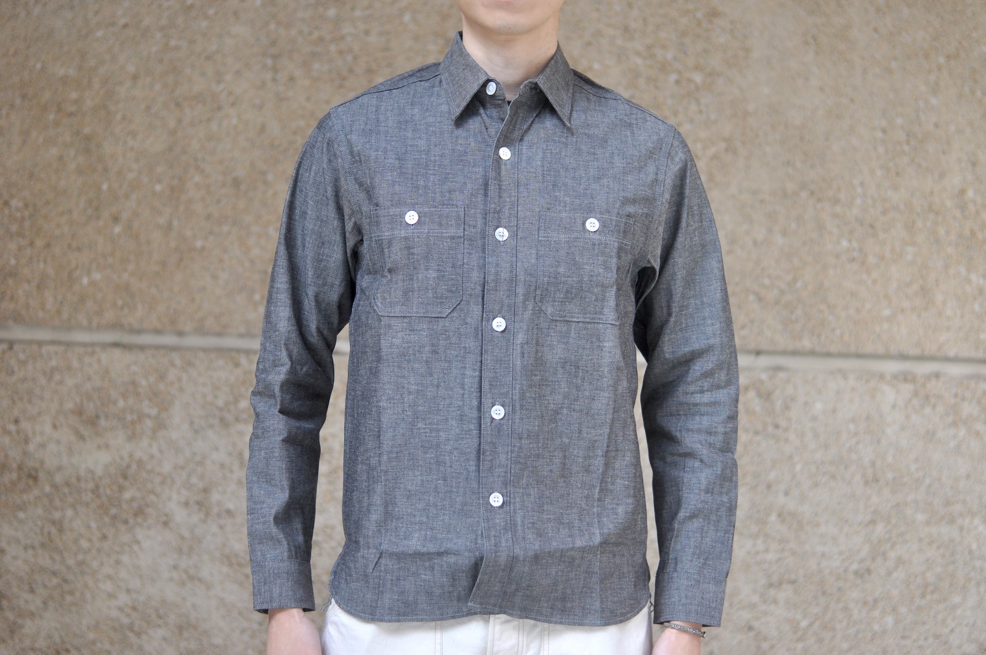 Unique Garment 9oz ‘Stanley’ Selvage Chambray Workshirt (Sumi Grey)