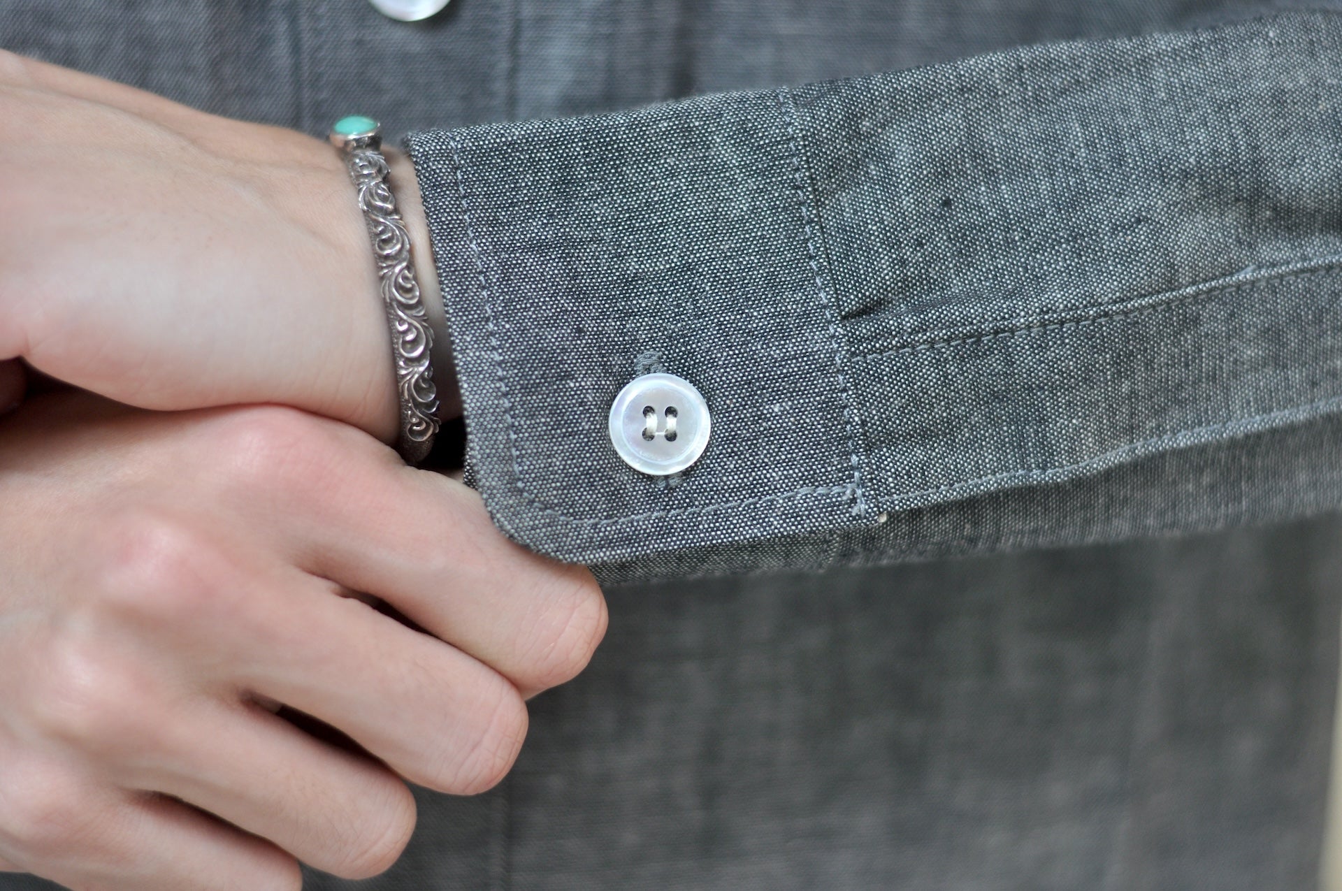 Unique Garment 9oz ‘Stanley’ Selvage Chambray Workshirt (Sumi Grey)
