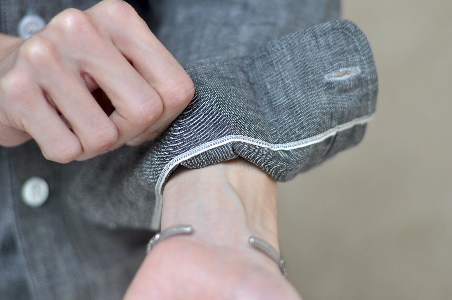 Unique Garment 9oz ‘Stanley’ Selvage Chambray Workshirt (Sumi Grey)