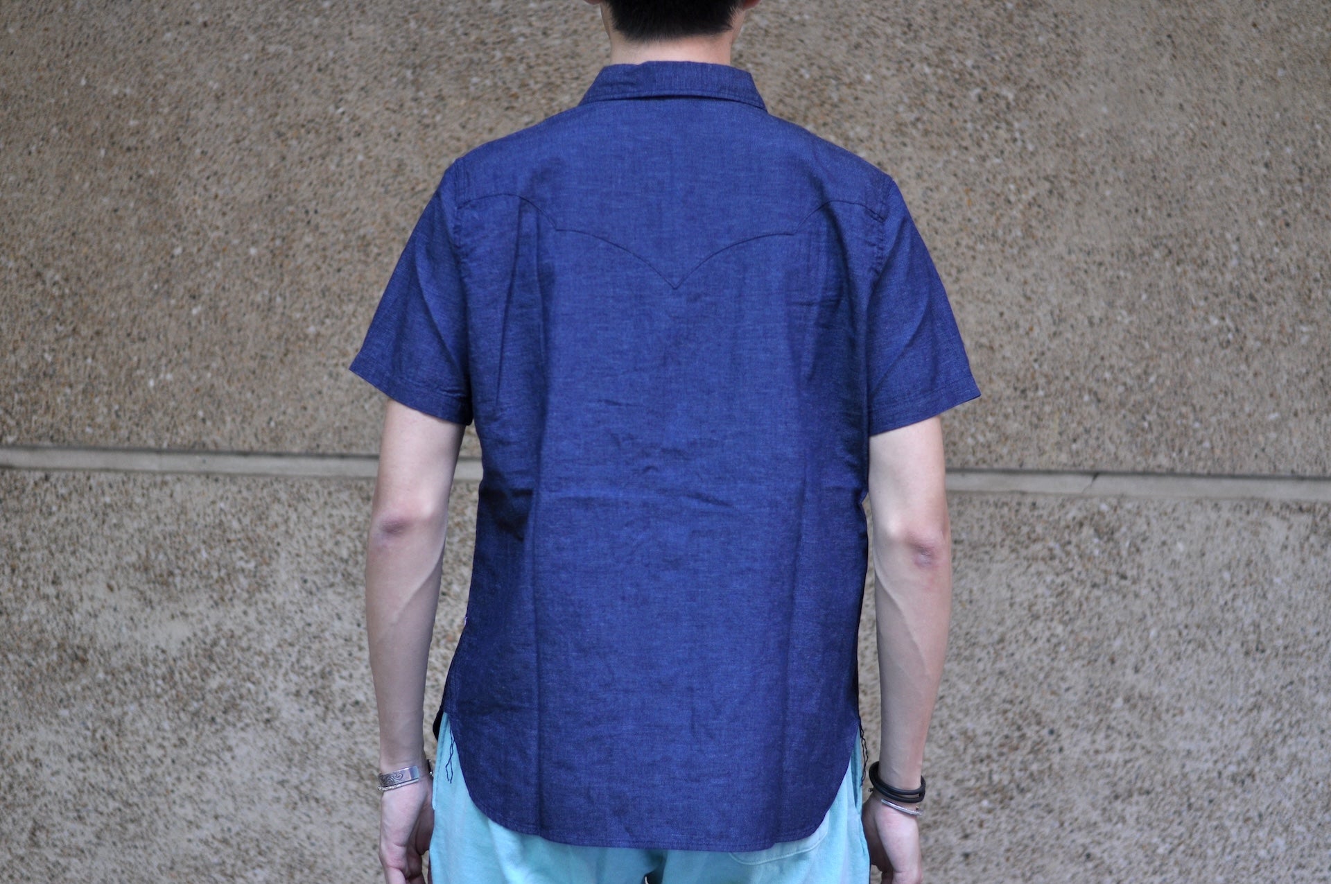 Pure Blue Japan 8oz Chambray S/S Western Shirt (Heather Indigo)