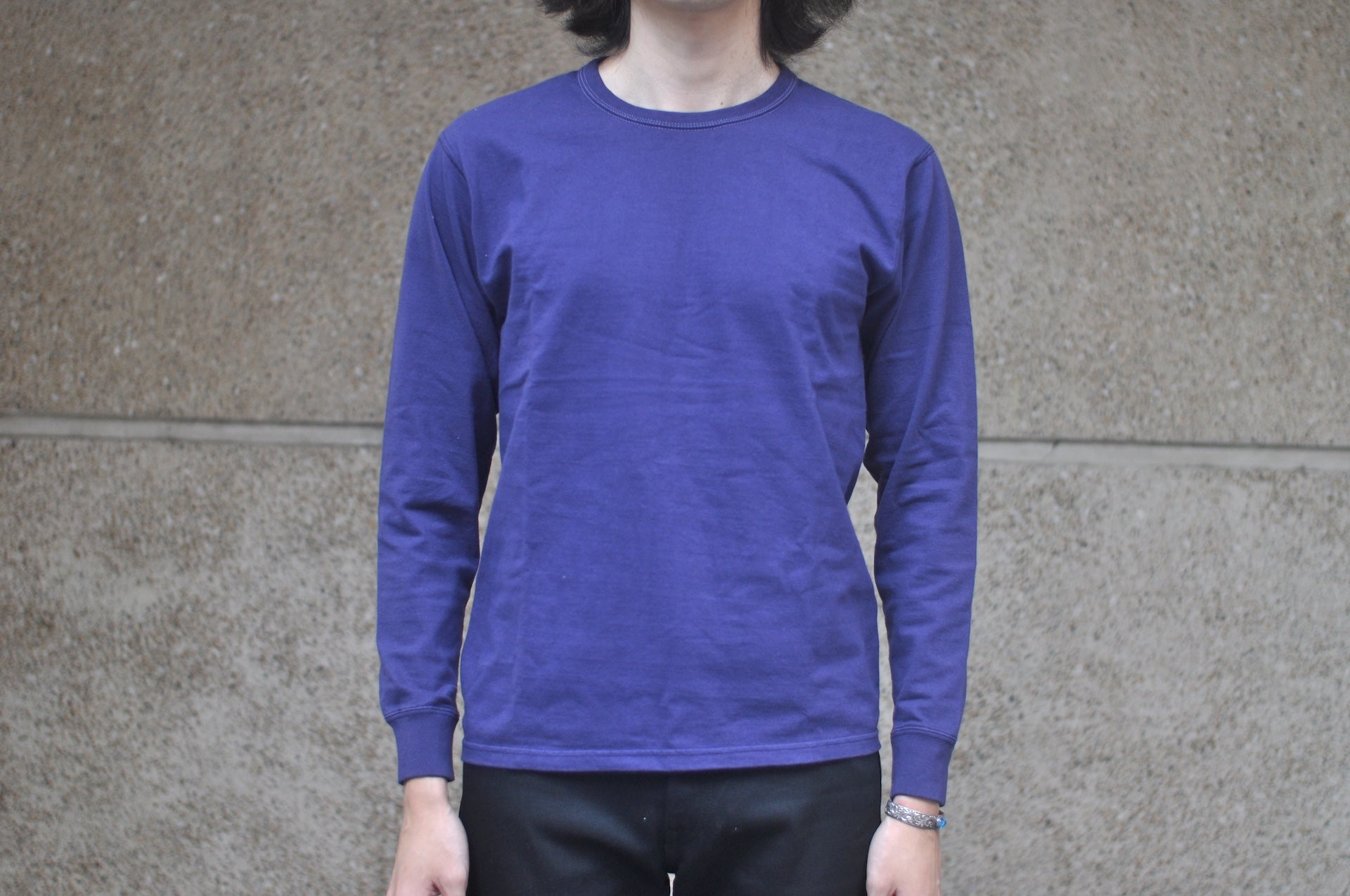 The Flat Head '26 Version 9oz Loopwheel L/S Plain Tee (Navy)