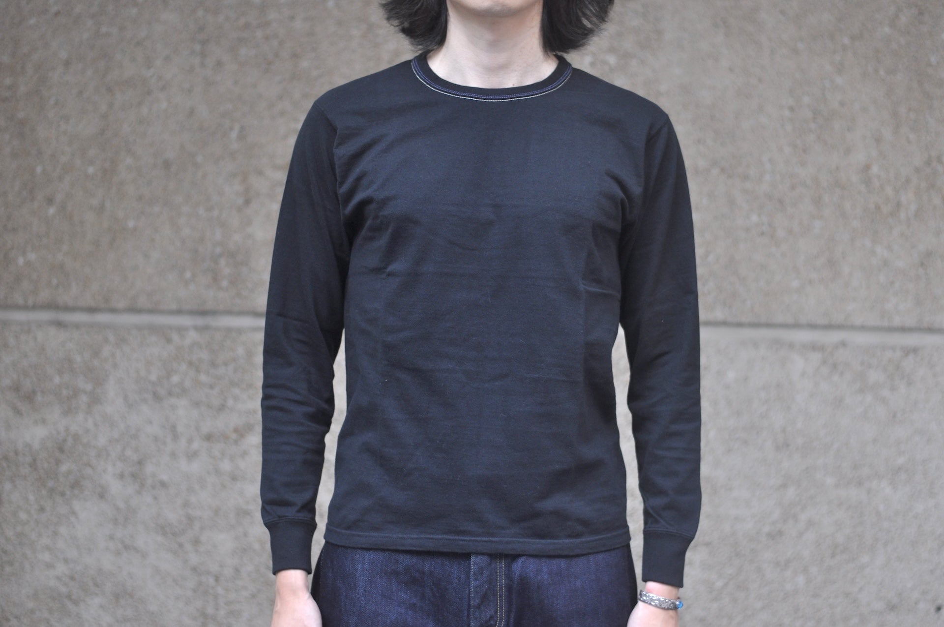 The Flat Head '26 Version 9oz Loopwheel L/S Plain Tee (Black)
