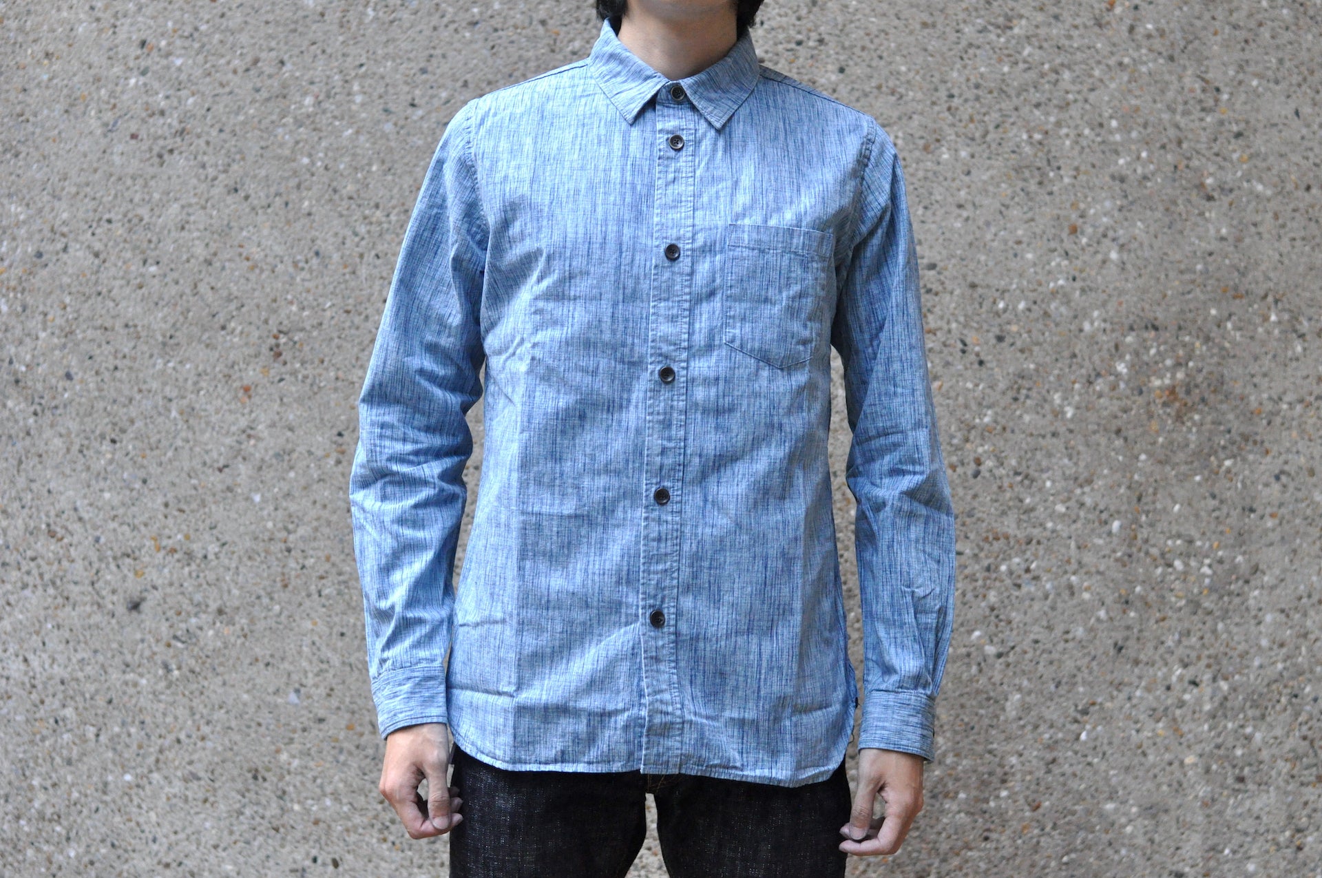 Pure Blue Japan 8oz "Kasuri" Chambray Oxford Shirt (Indigo)