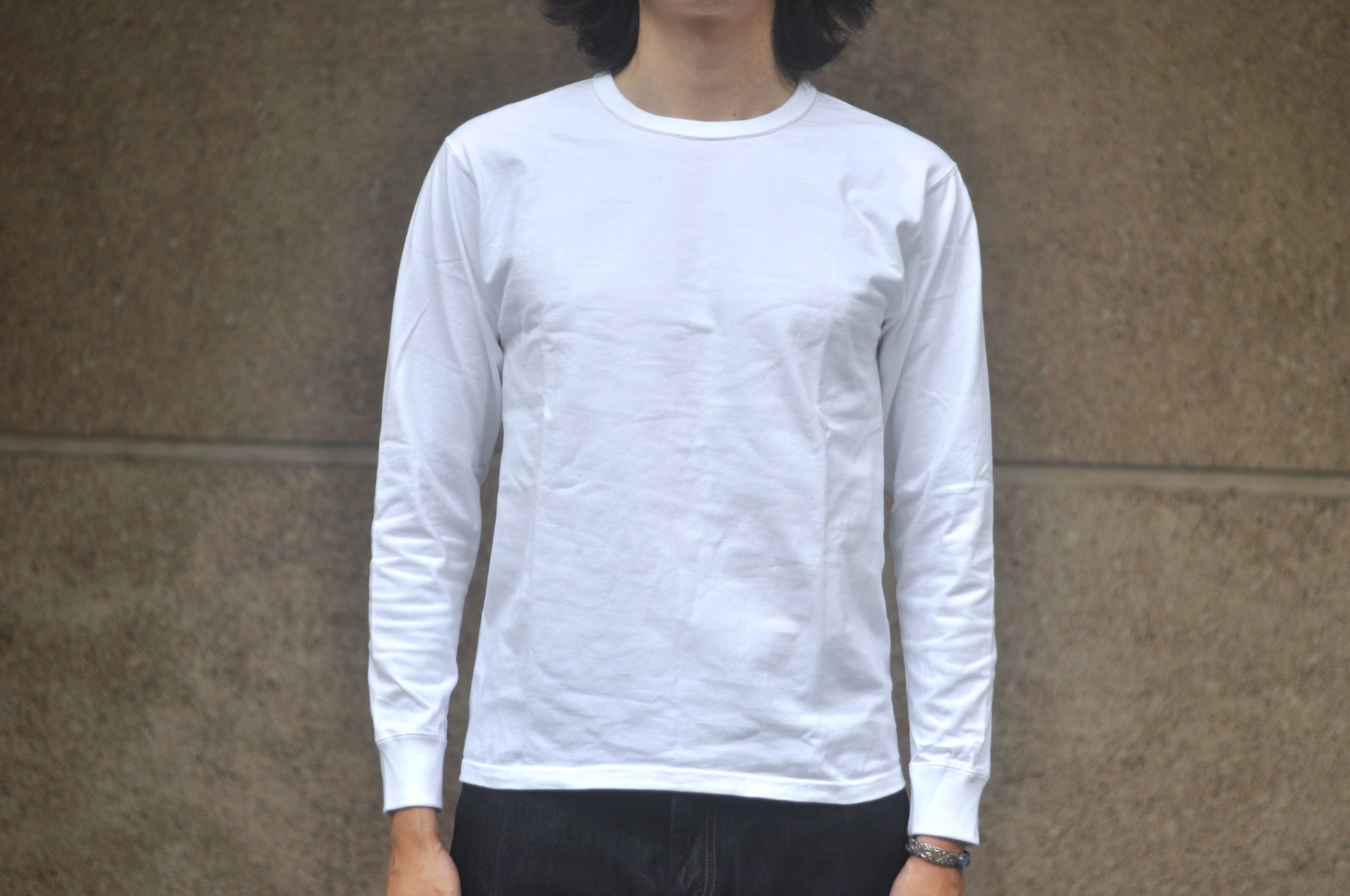 The Flat Head '26 Version 9oz Loopwheel L/S Plain Tee (White)