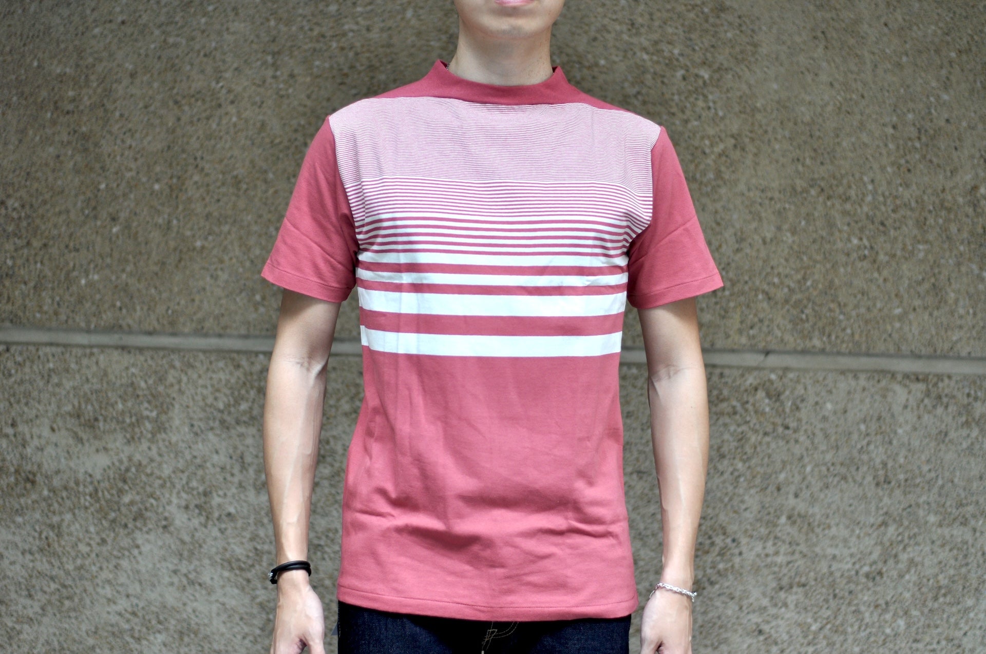 John Gluckow X Warehouse Co. 6oz "Seaside" Loopwheeled Tee (Fade Red X Off white)