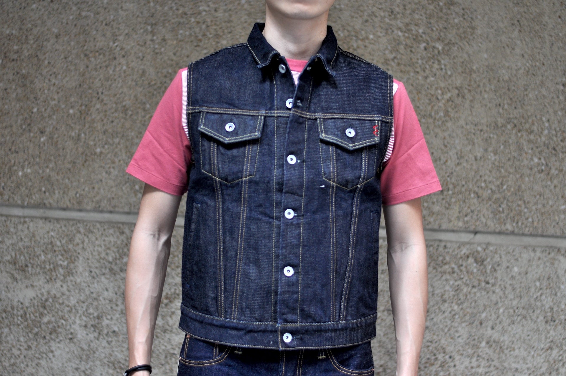 Iron Heart 21oz "Signature" Indigo Dyed Denim Modified Trucker Vest