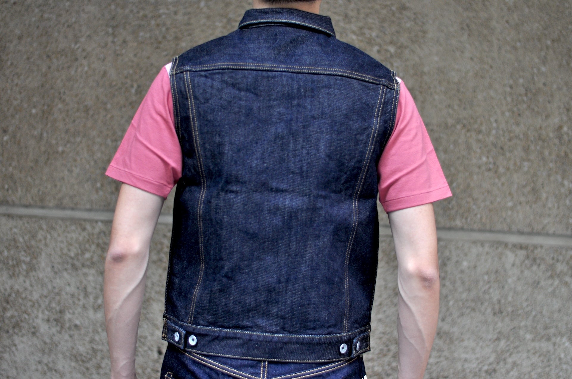 Iron Heart 21oz "Signature" Indigo Dyed Denim Modified Trucker Vest