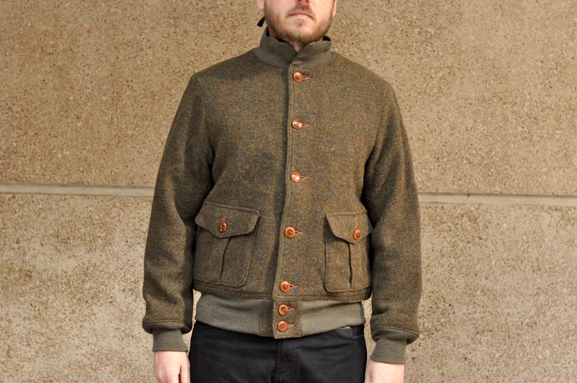 Freewheelers "Skagit" Wool Tweed Jacket (Grained Olive)