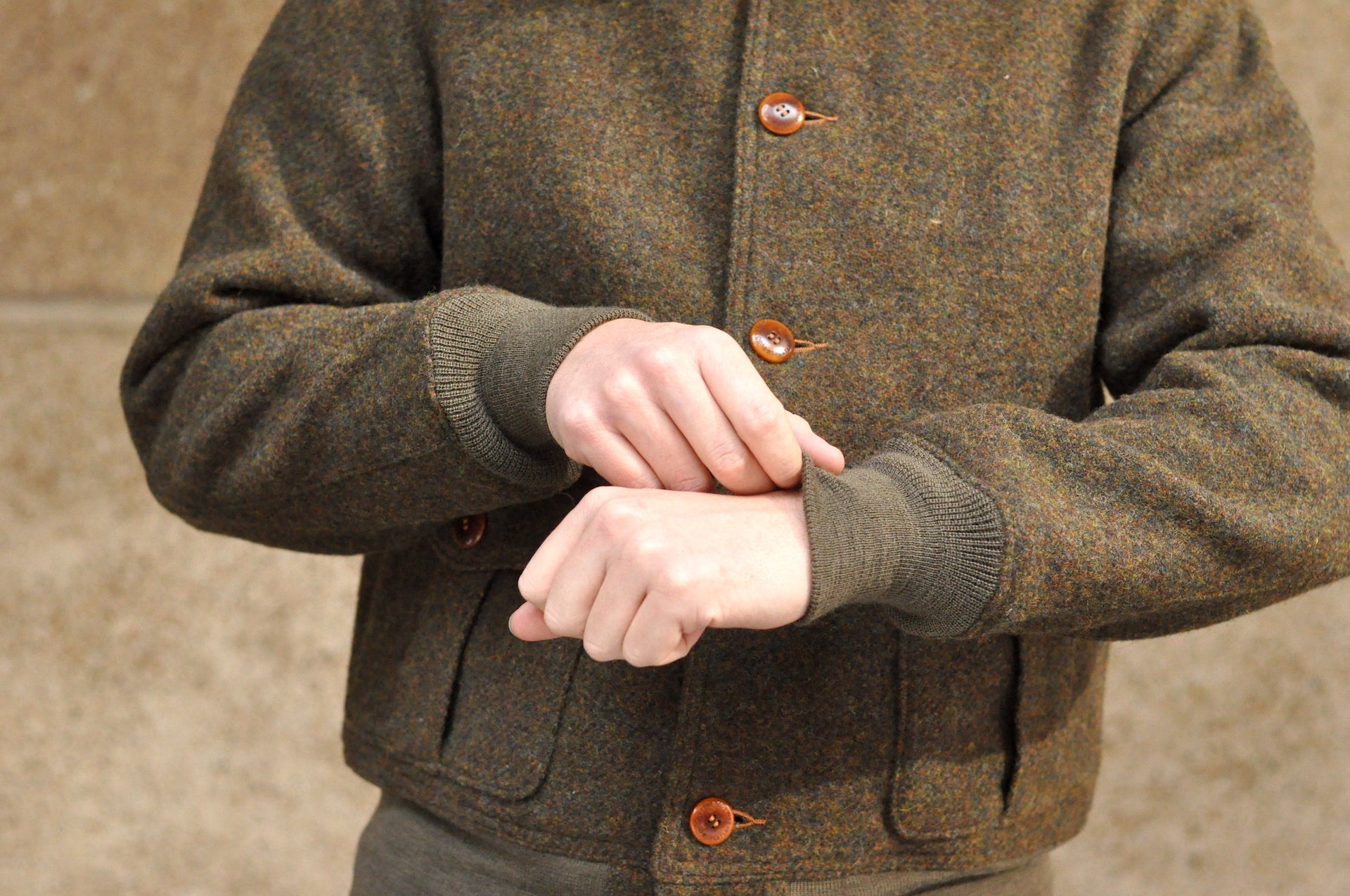 Freewheelers "Skagit" Wool Tweed Jacket (Grained Olive)