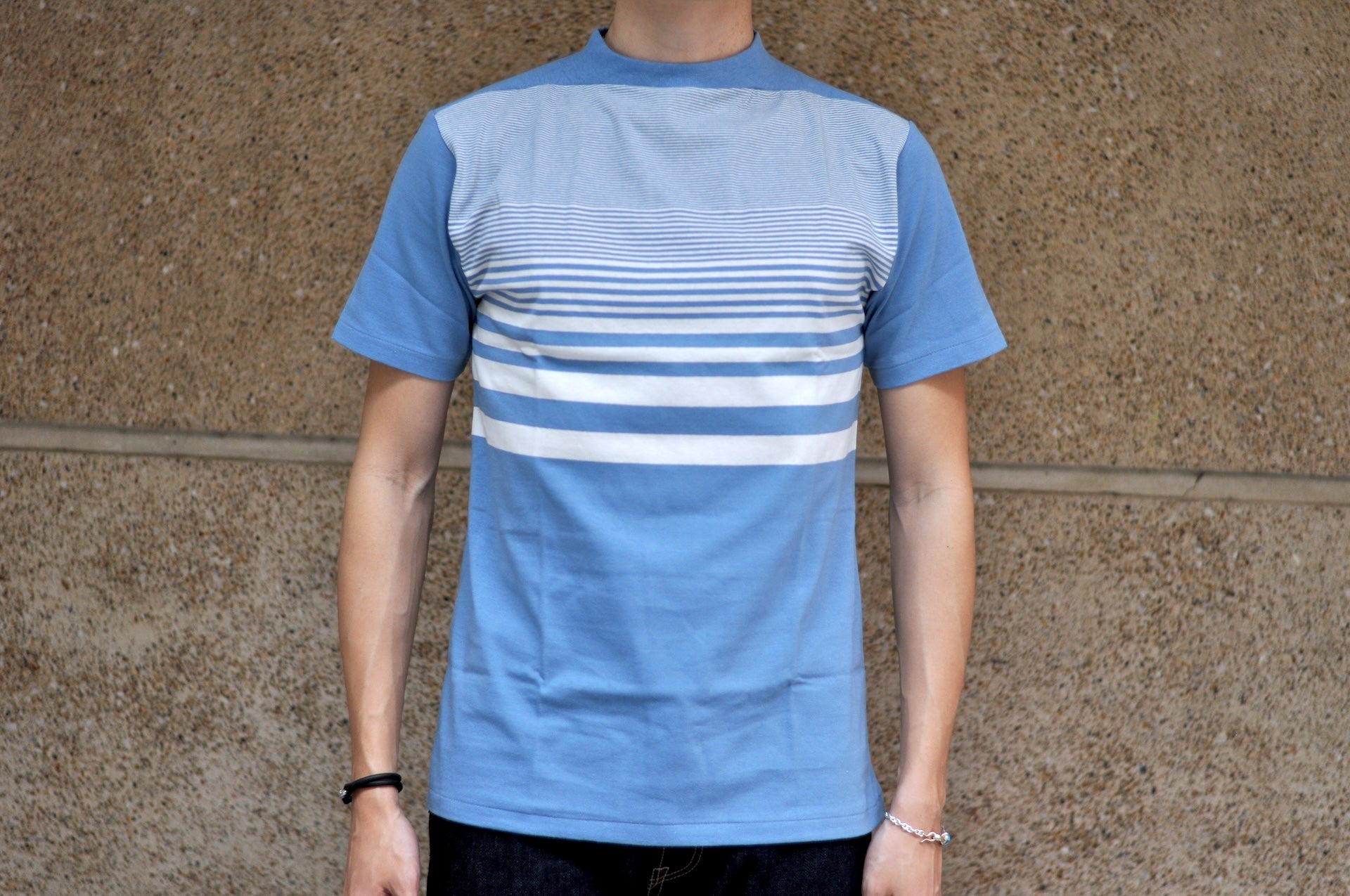 John Gluckow X Warehouse Co. 6oz "Seaside" Loopwheeled Tee (Sax X Off white)