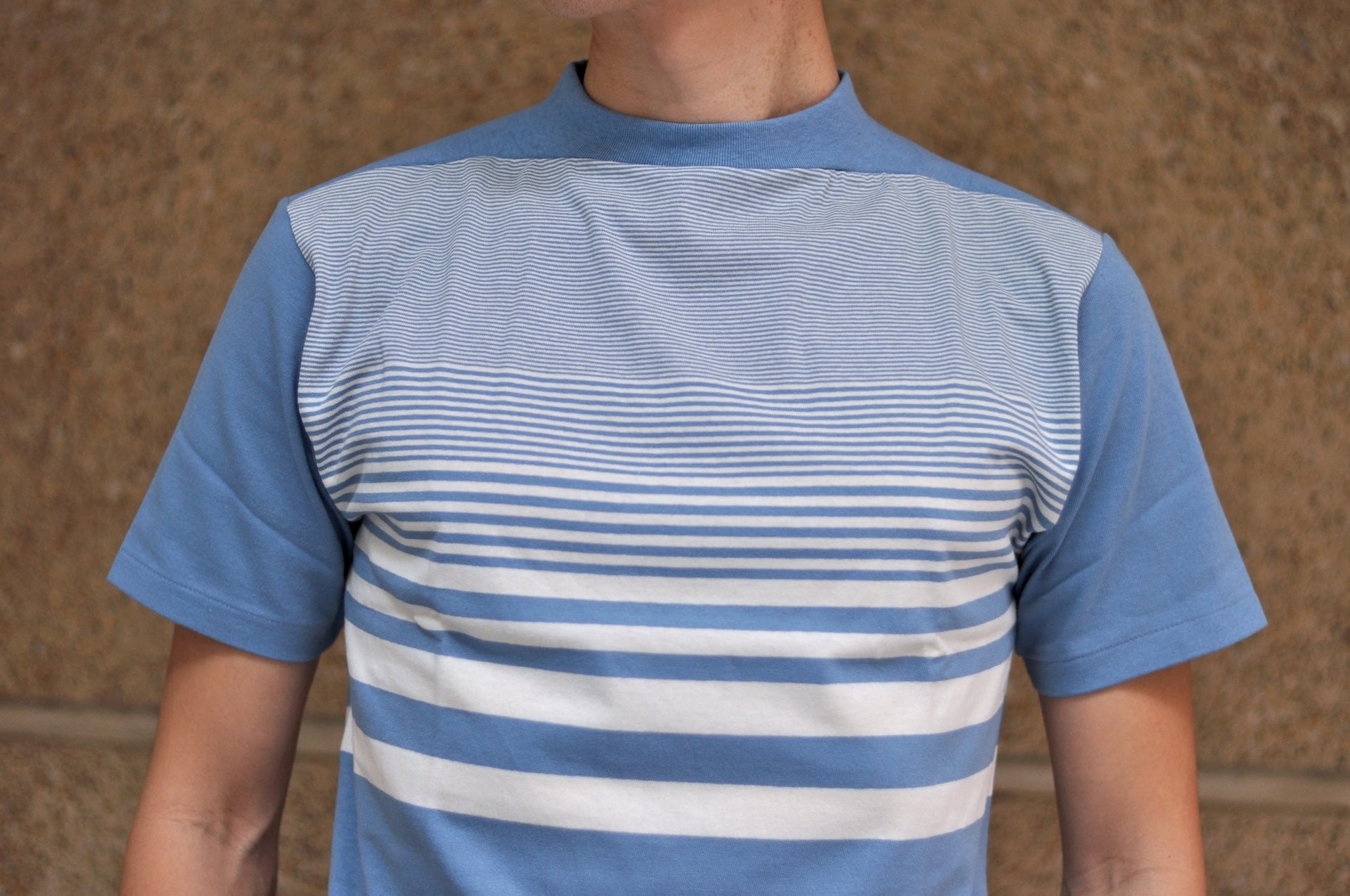 John Gluckow X Warehouse Co. 6oz "Seaside" Loopwheeled Tee (Sax X Off white)