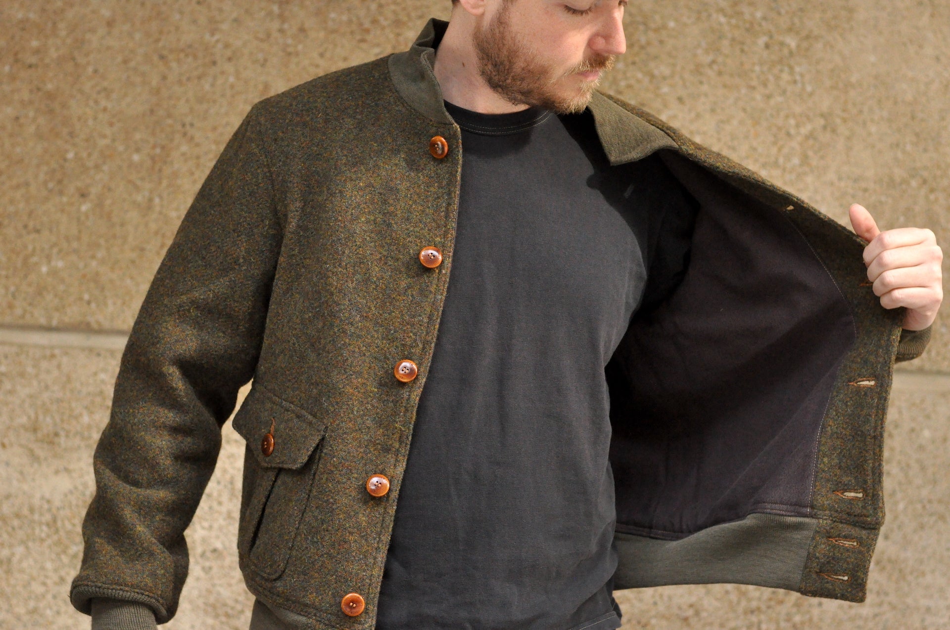 Freewheelers "Skagit" Wool Tweed Jacket (Grained Olive)