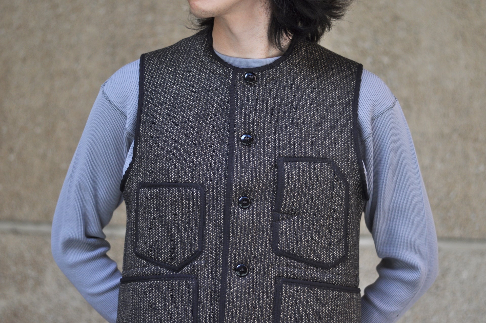 Freewheelers “Longshoreman” Winter Worker Vest (Grained Black)