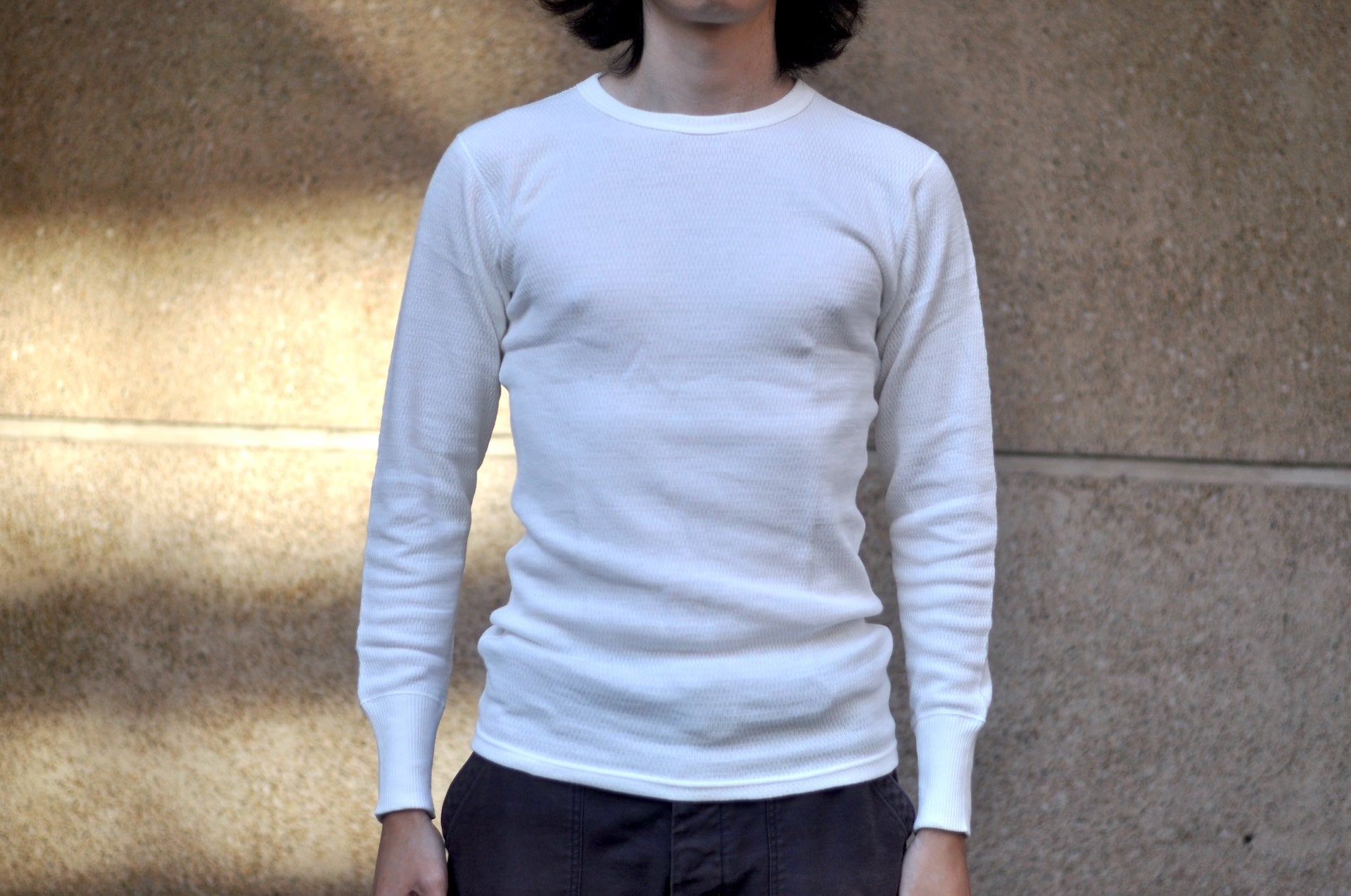 Warehouse Co. "Waffle-Knit" Plain L/S Thermal (White)