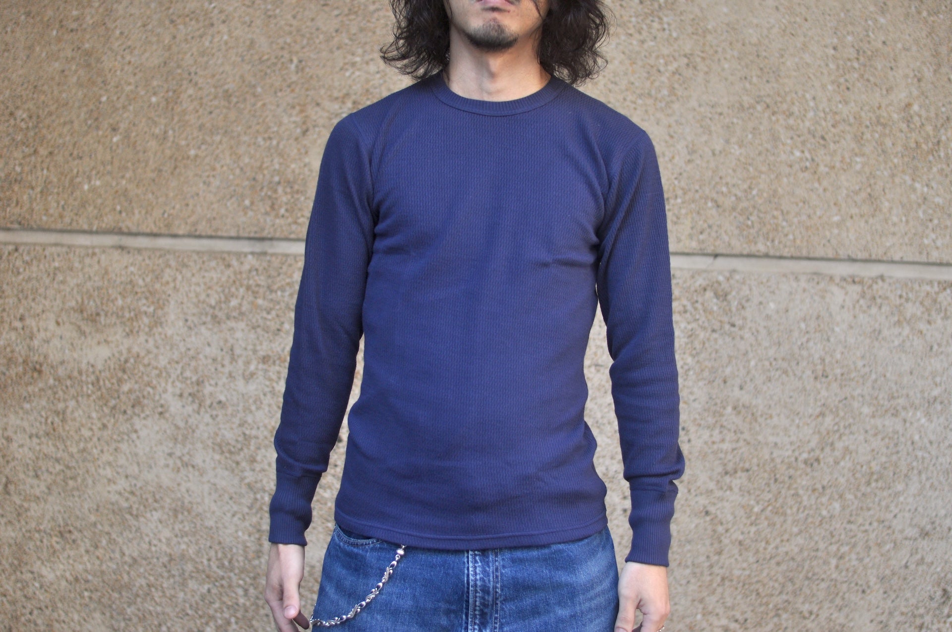 Warehouse Co. "Waffle-Knit" Plain L/S Thermal (Navy)