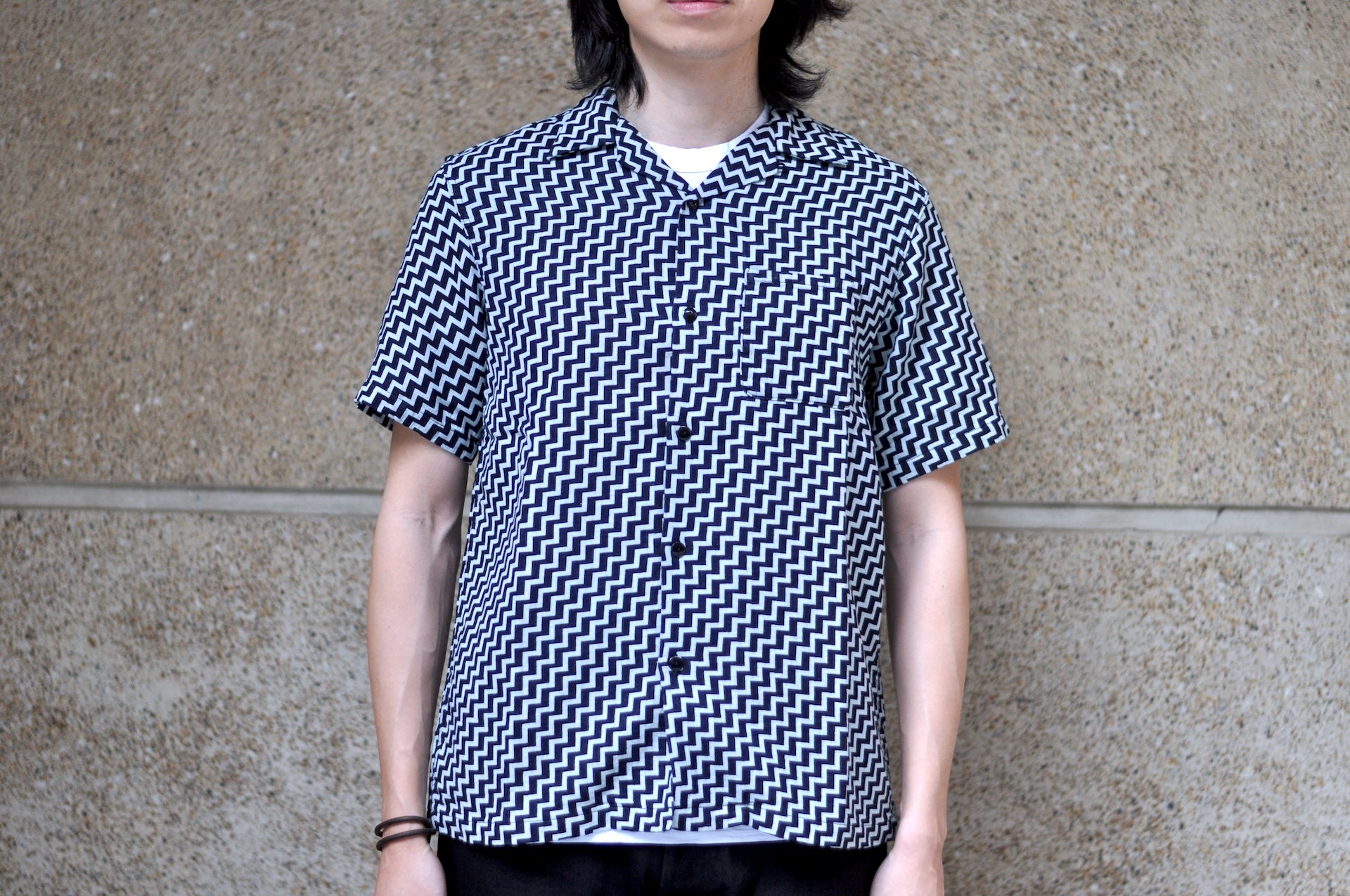 Pure Blue Japan Indigo Dyed "Ziggy Waves" S/S Open Collar Shirt
