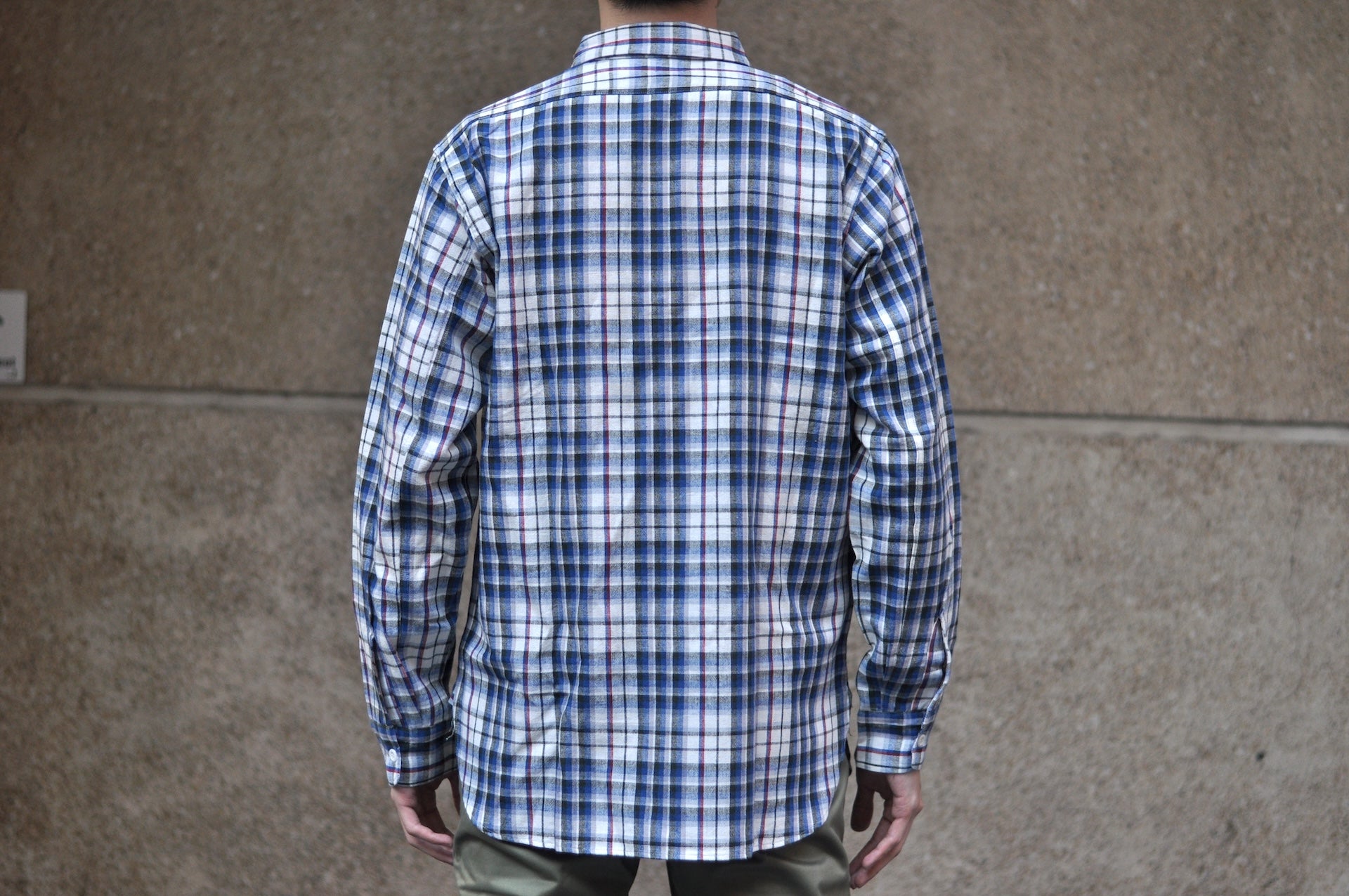 Warehouse 8oz Selvage Cotton/Linen Selvage Plaid L/S Work Shirt (Smoky Blue)