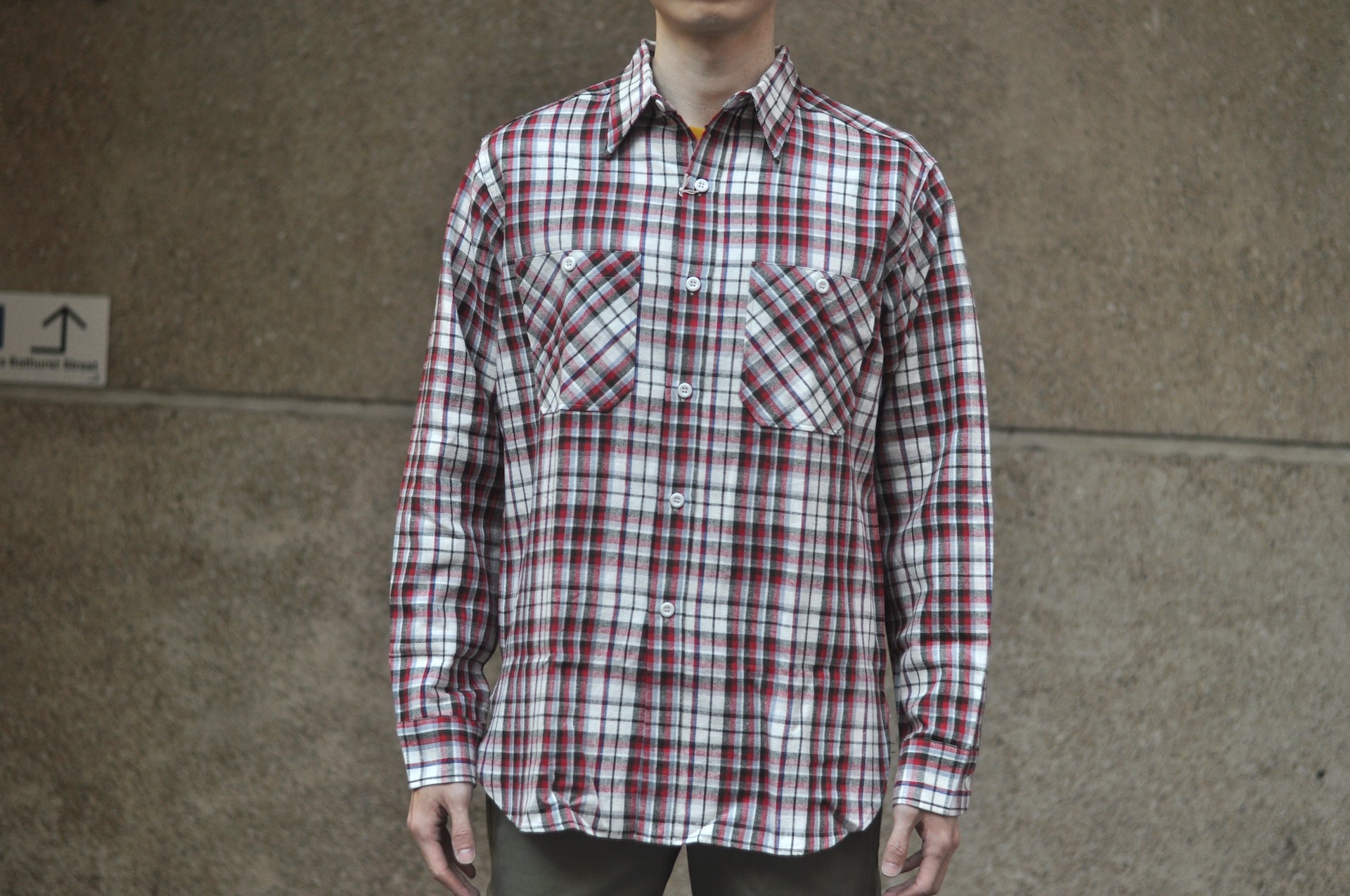 Warehouse 8oz Selvage Cotton/Linen Selvage Plaid L/S Work Shirt (Pinky Red)