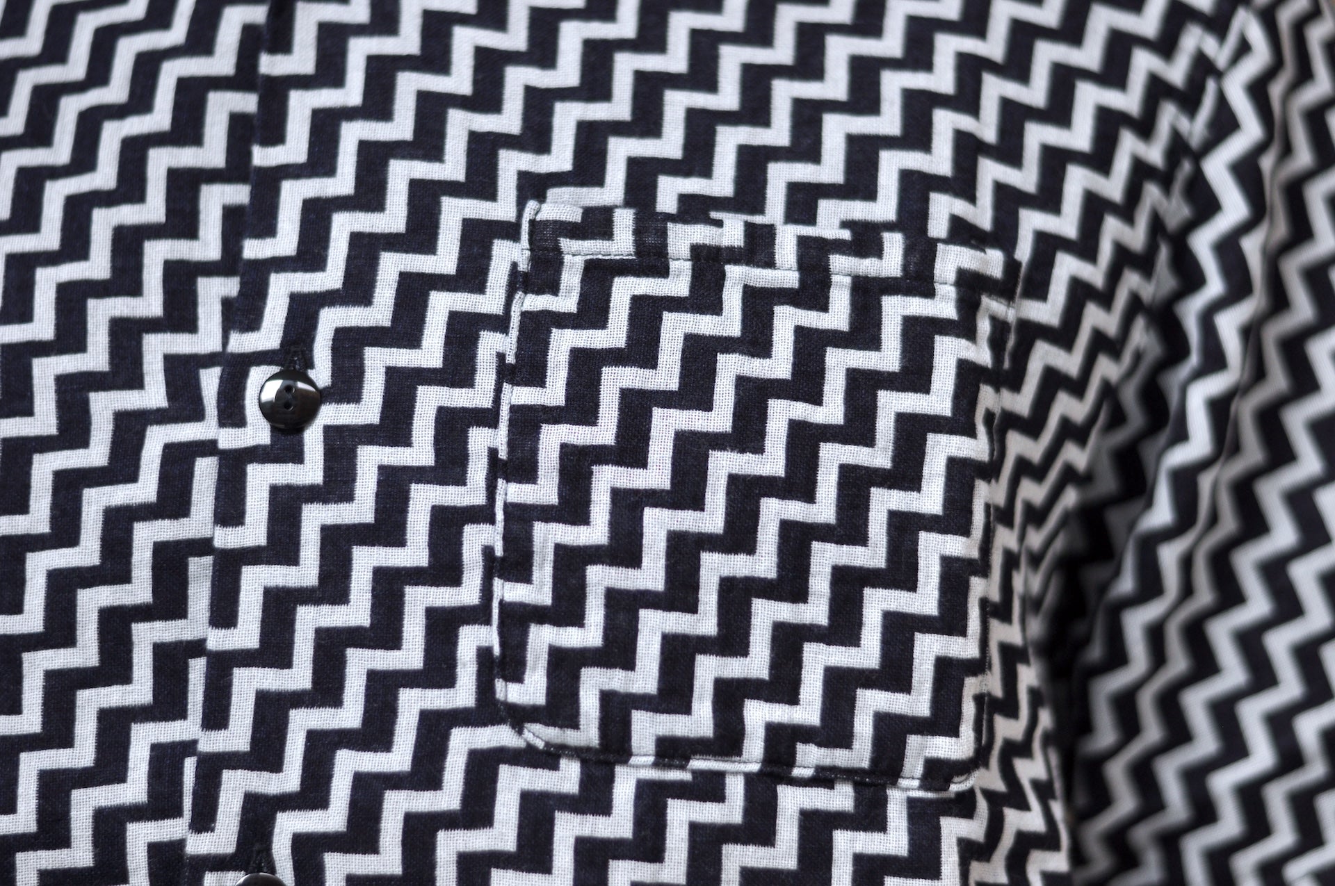 Pure Blue Japan Indigo Dyed "Ziggy Waves" S/S Open Collar Shirt