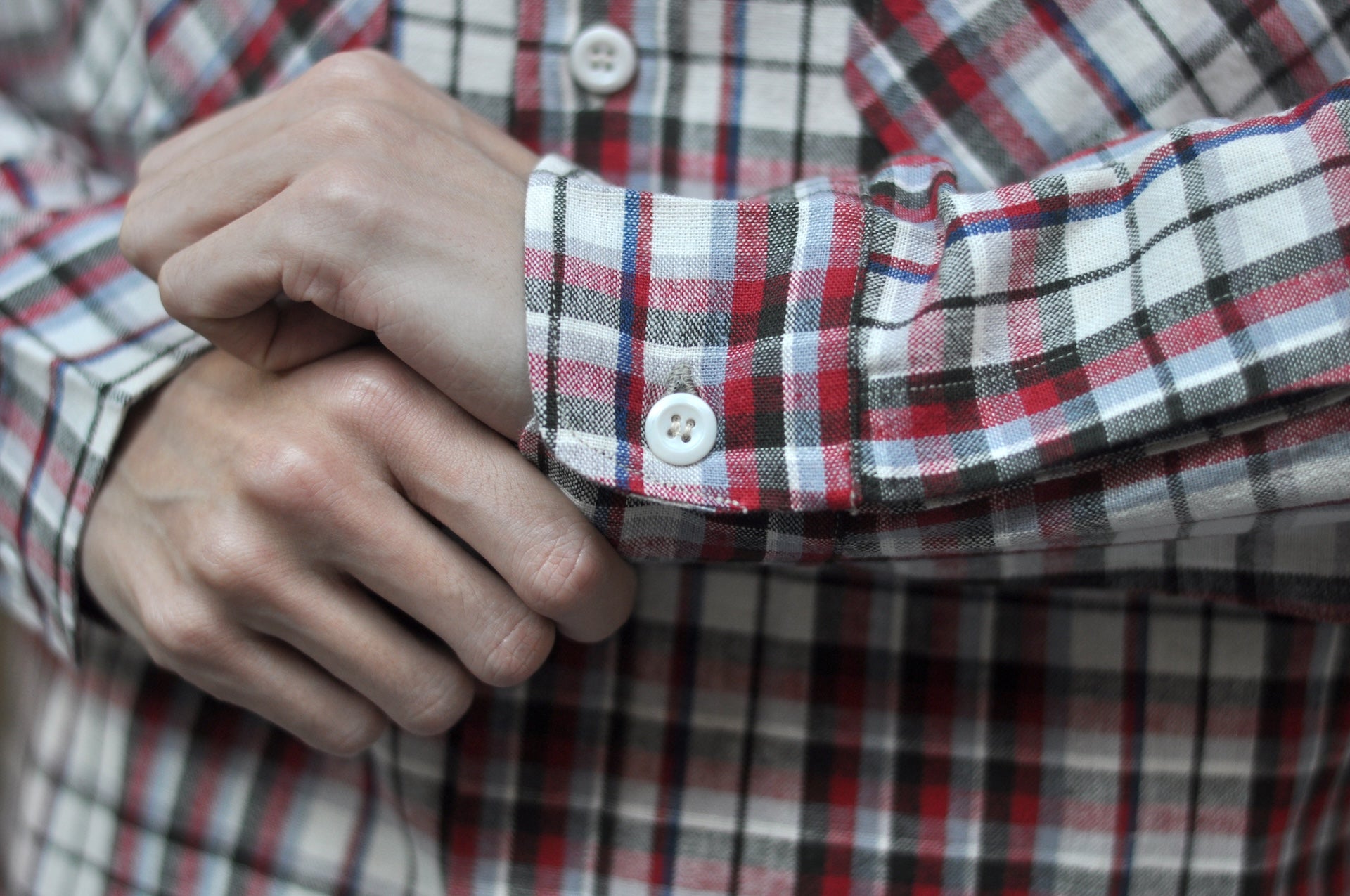 Warehouse 8oz Selvage Cotton/Linen Selvage Plaid L/S Work Shirt (Pinky Red)