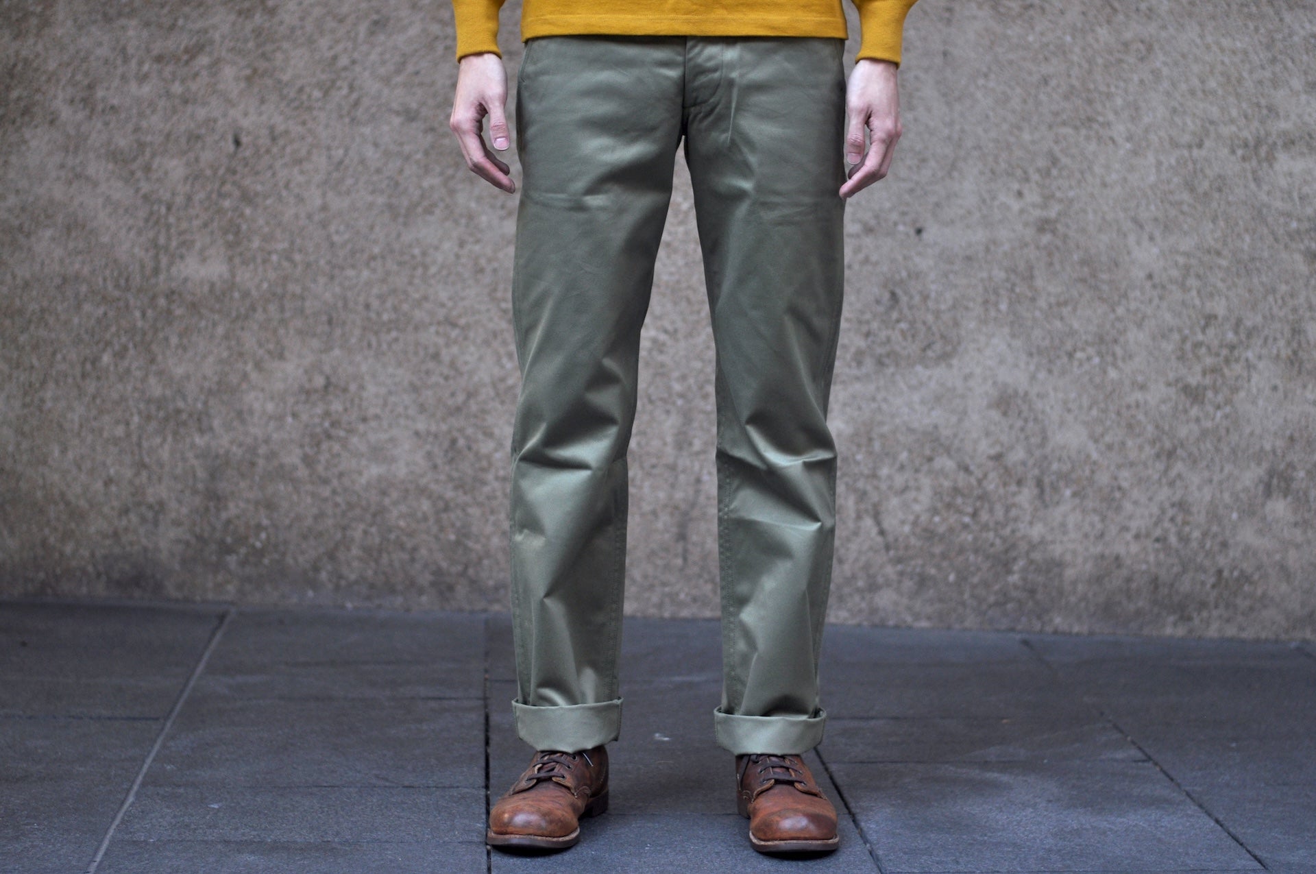 Warehouse Co. 12oz Selvage Weapon Twill West Point Chinos (Vintage Olive)