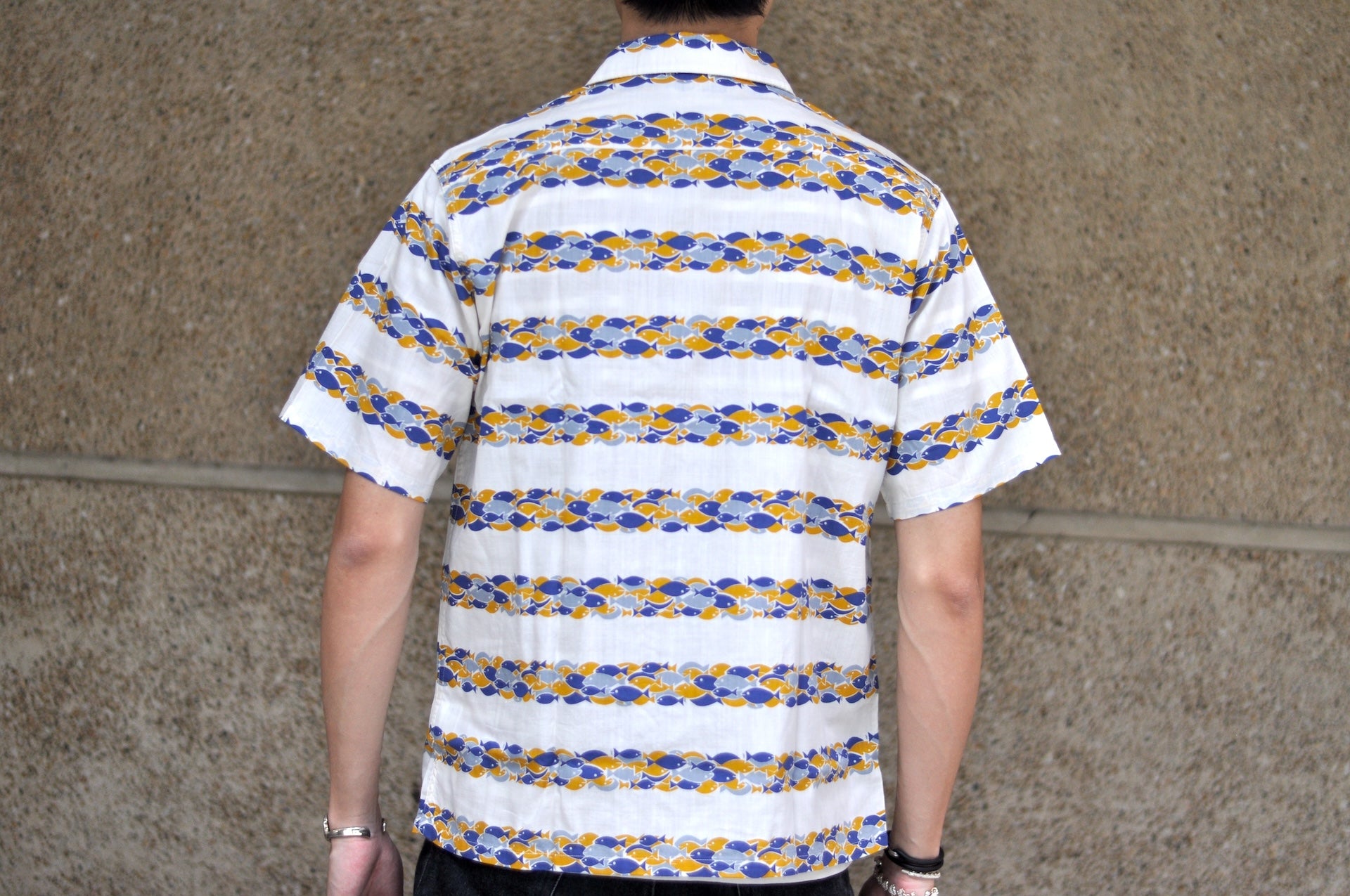 John Gluckow X Warehouse "School of Fish" S/S Print Hawaii Shirt (Ivory)