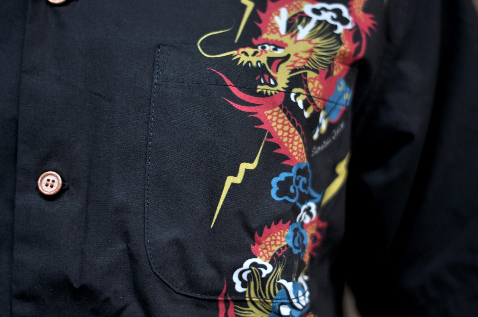 Samurai "Flying Dragon" S/S Aloha Shirt (Black)