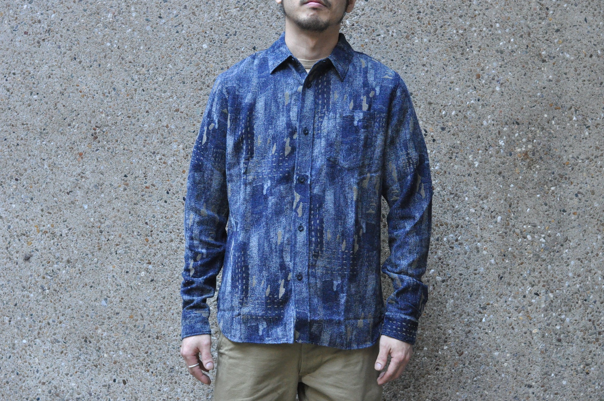 Pure Blue Japan 9oz "BORO Style" Jacquard Oxford Shirt