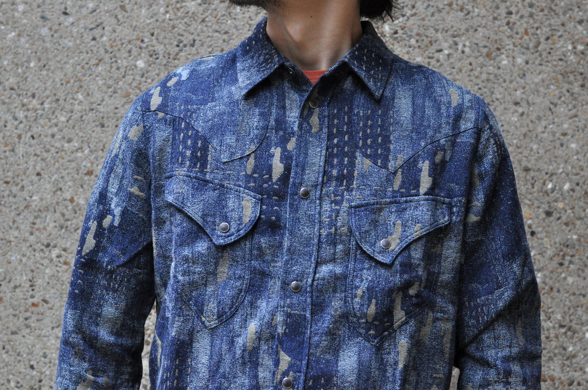 Pure Blue Japan 9oz "BORO Style" Jacquard Western Shirt