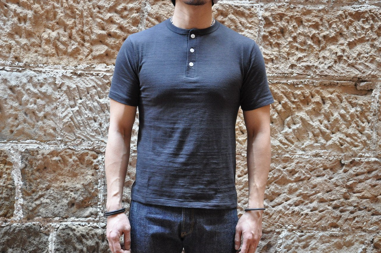 Warehouse 5.5oz "Bamboo Textured" Henley Tee (Black)