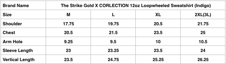 The Strike Gold X CORLECTION 12oz Loopwheeled Sweatshirt (Indigo)