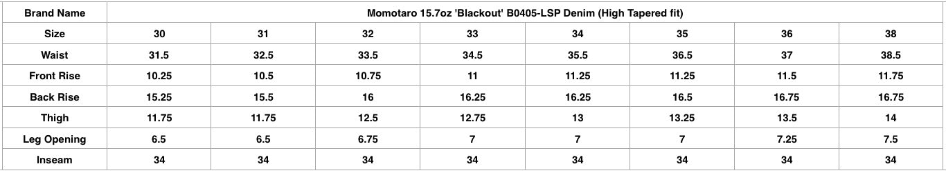 Momotaro 15.7oz 'Blackout' B0405-LSP Denim (High Tapered fit)