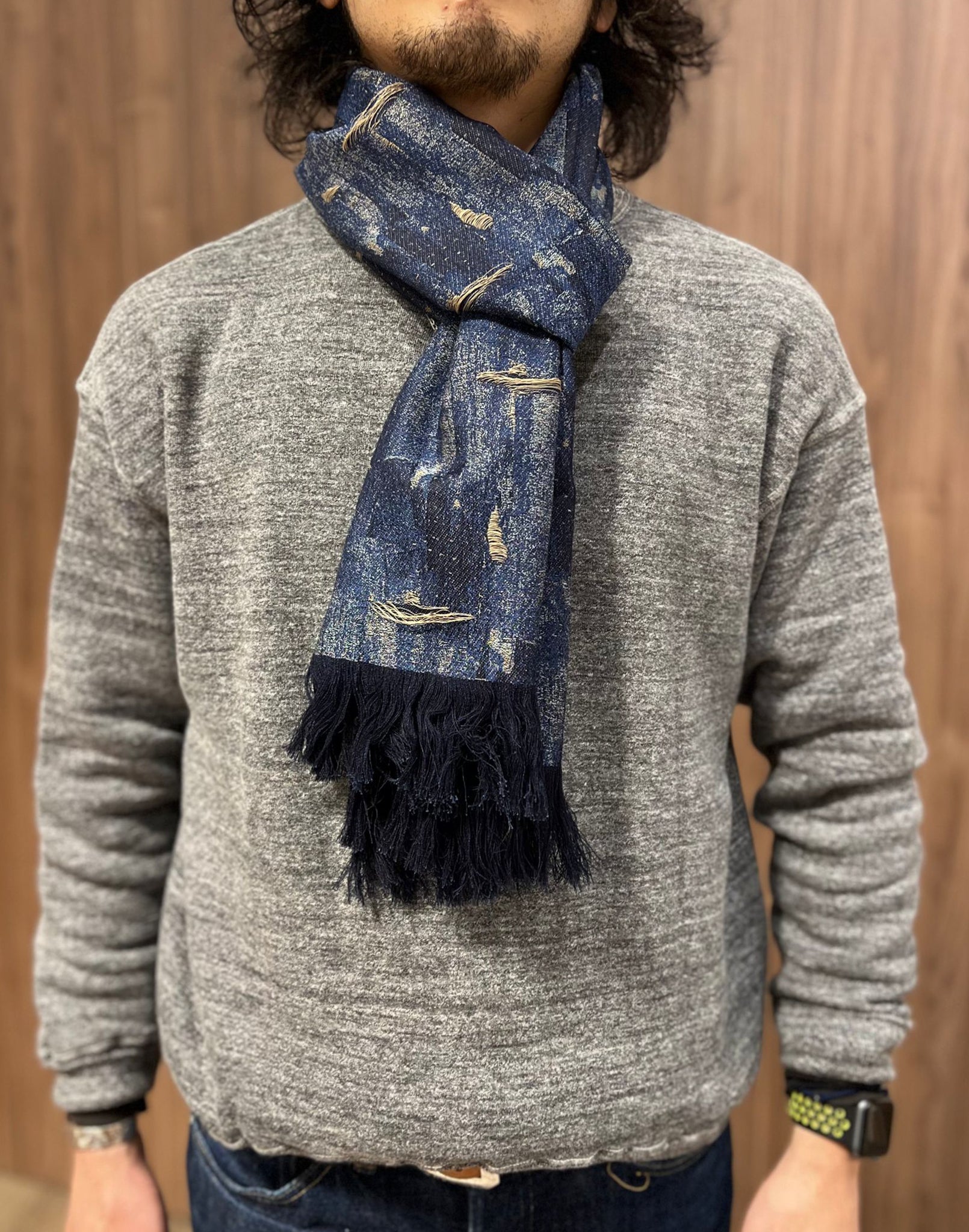 Pure Blue Japan 9oz "BORO Style" Jacquard Scarf
