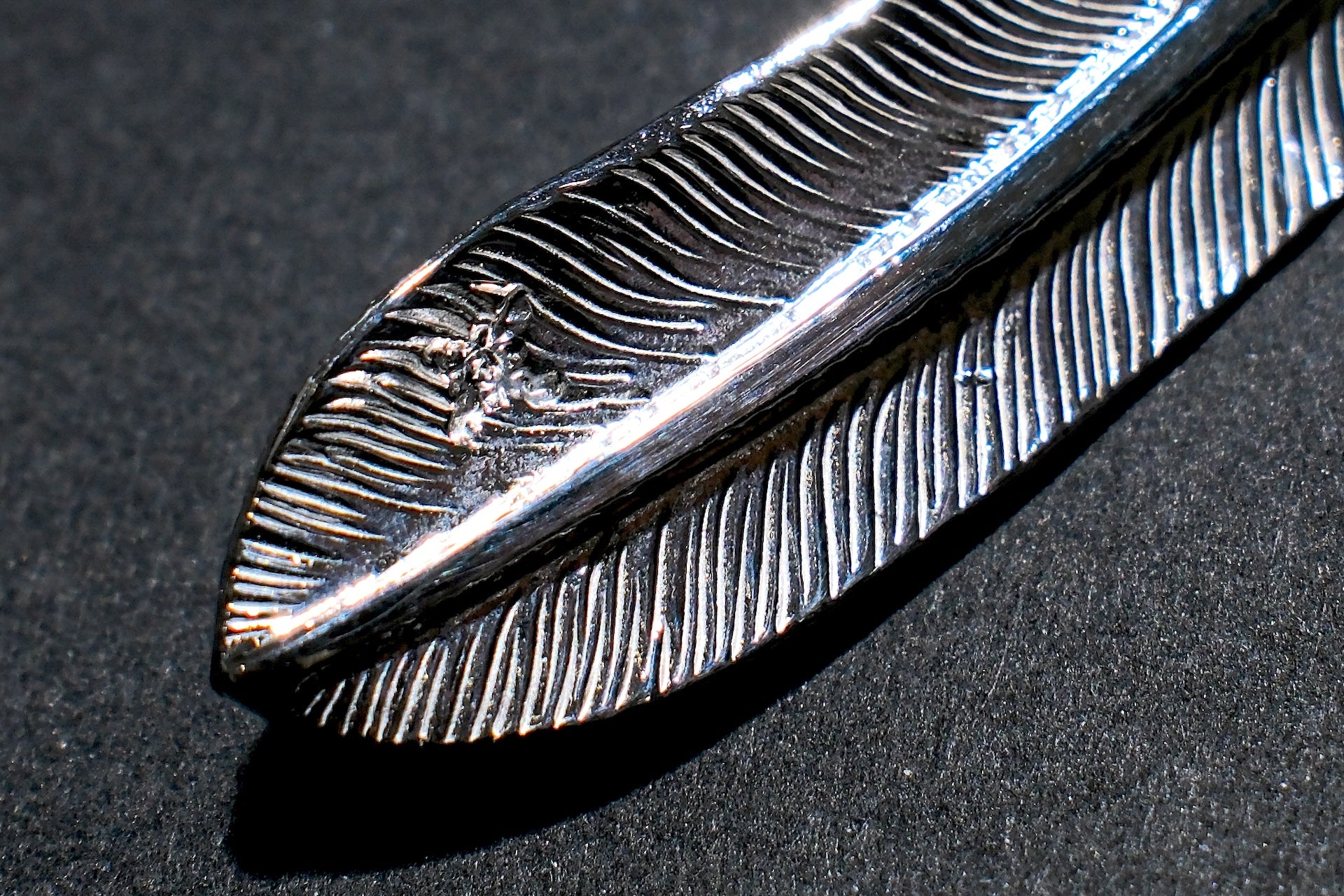 First Arrow's "Medium Feather With Turquoise" Pendant (P-521-TUR)