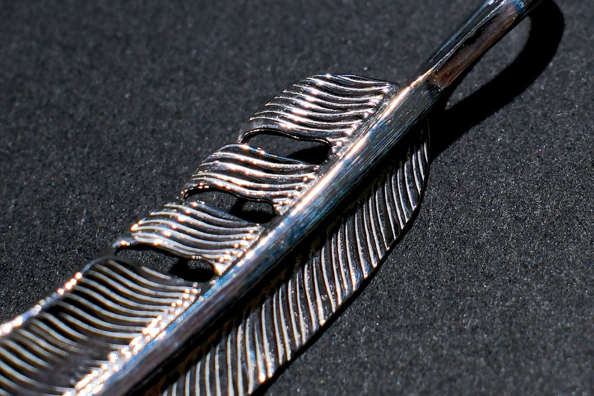 First Arrow's "Medium Feather With Turquoise" Pendant (P-521-TUR)
