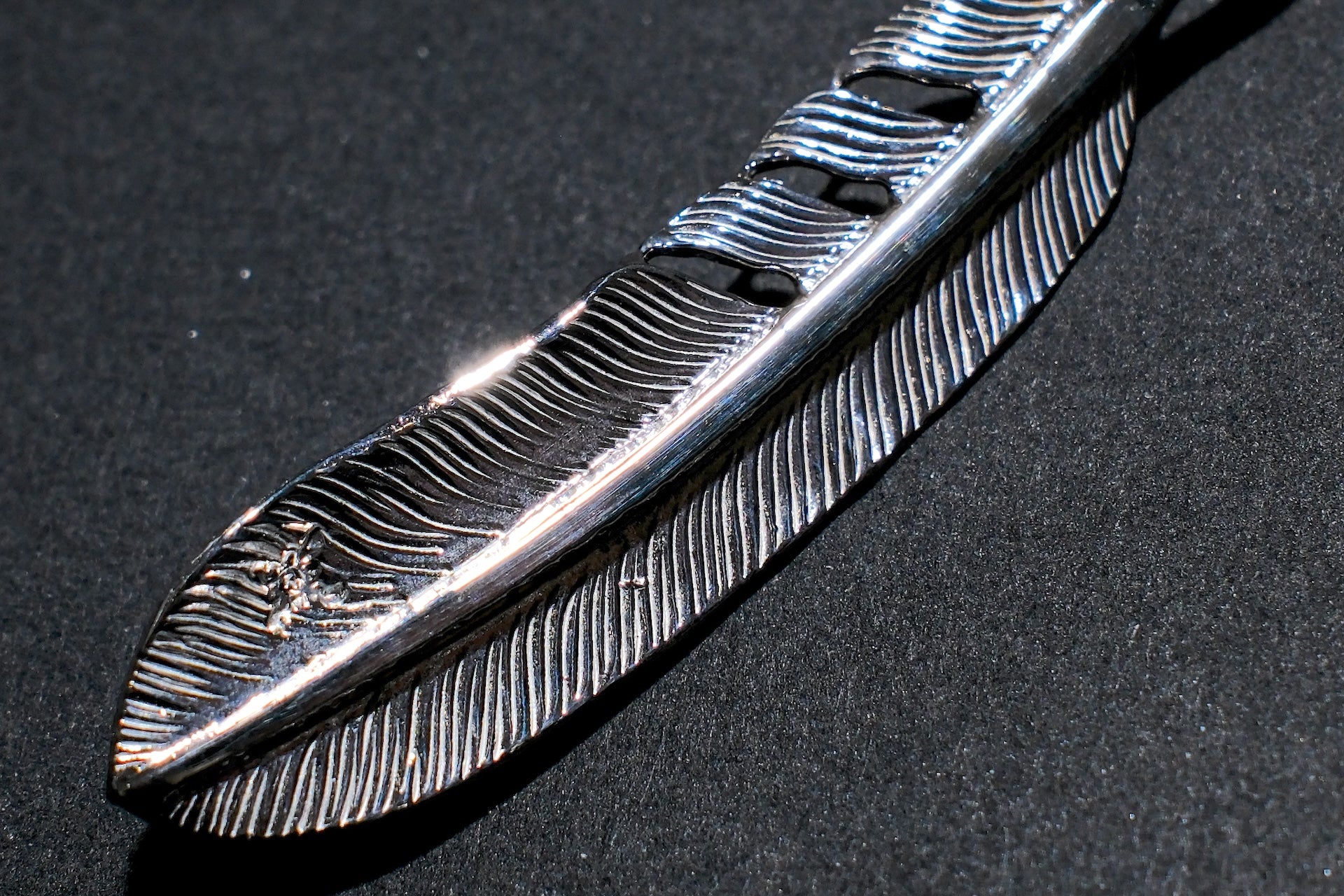First Arrow's "Medium Feather With Turquoise" Pendant (P-521-TUR)