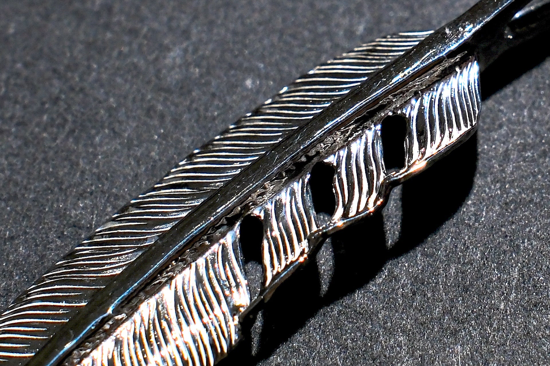 First Arrow's "Medium Feather With Turquoise" Pendant (P-521-TUR)
