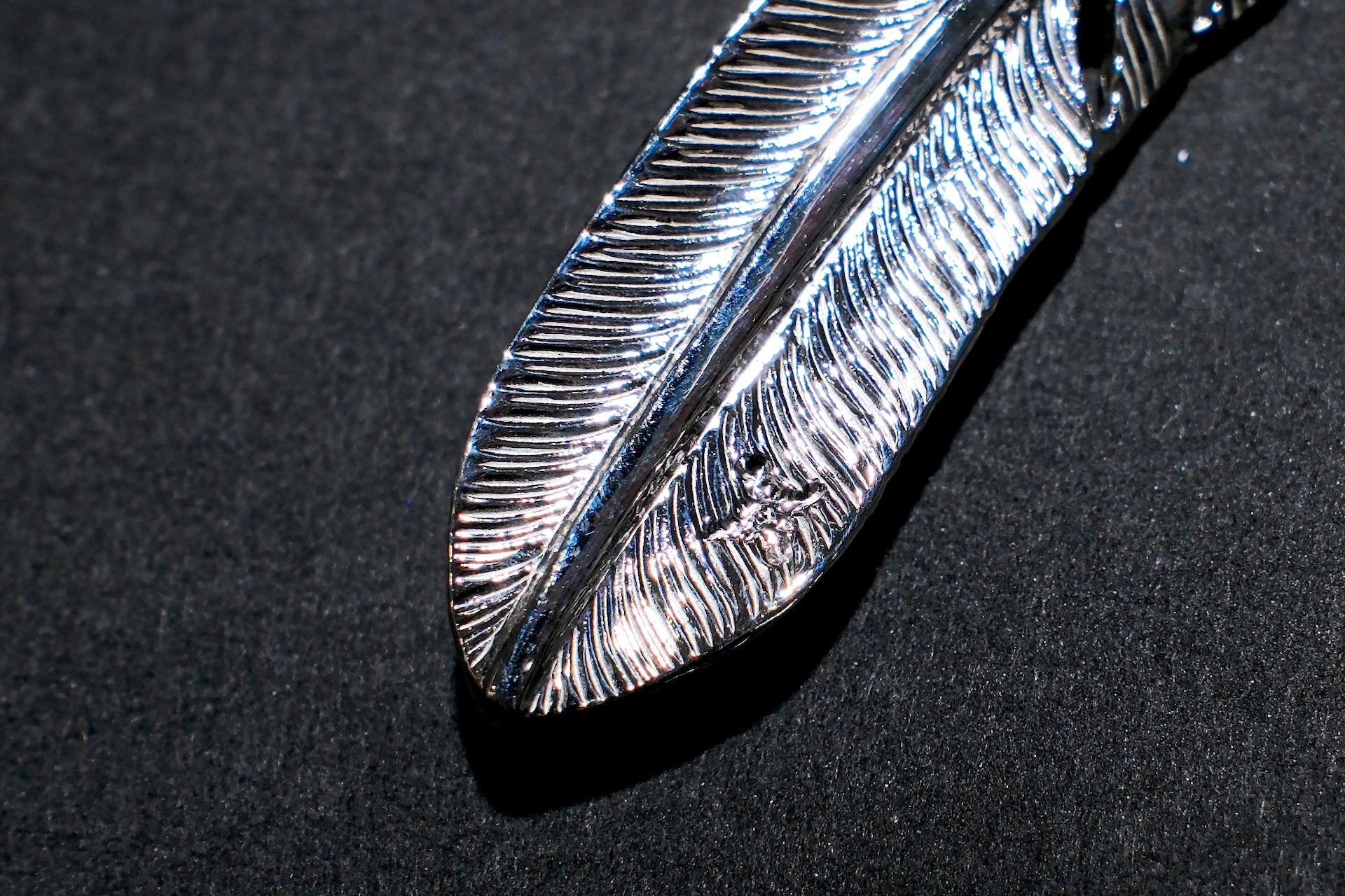 First Arrow's "Medium Feather With Turquoise" Pendant (P-521-TUR)
