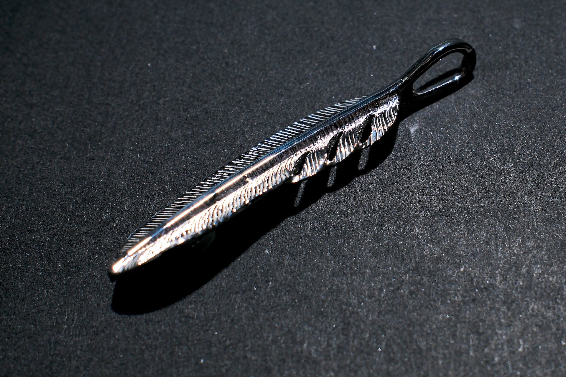 First Arrow's "Medium Feather With Turquoise" Pendant (P-521-TUR)