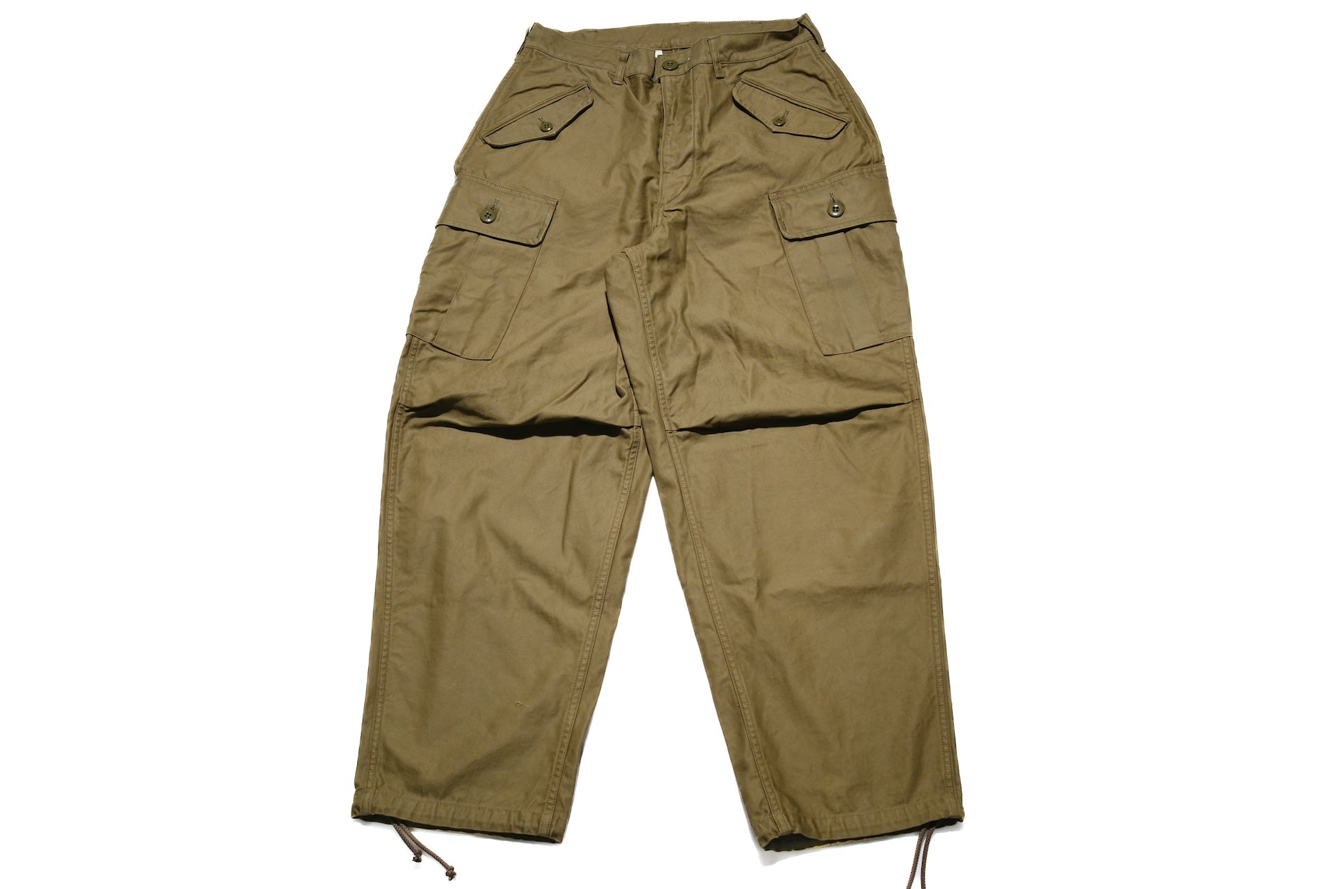 Freewheelers Back Satin "Jungle Fatiques" Tropical Trousers (Olive)