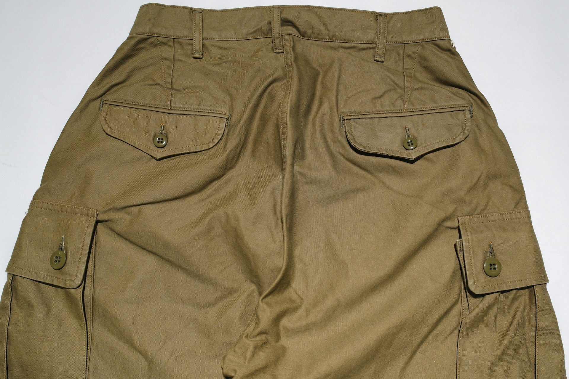 Freewheelers Back Satin "Jungle Fatiques" Tropical Trousers (Olive)