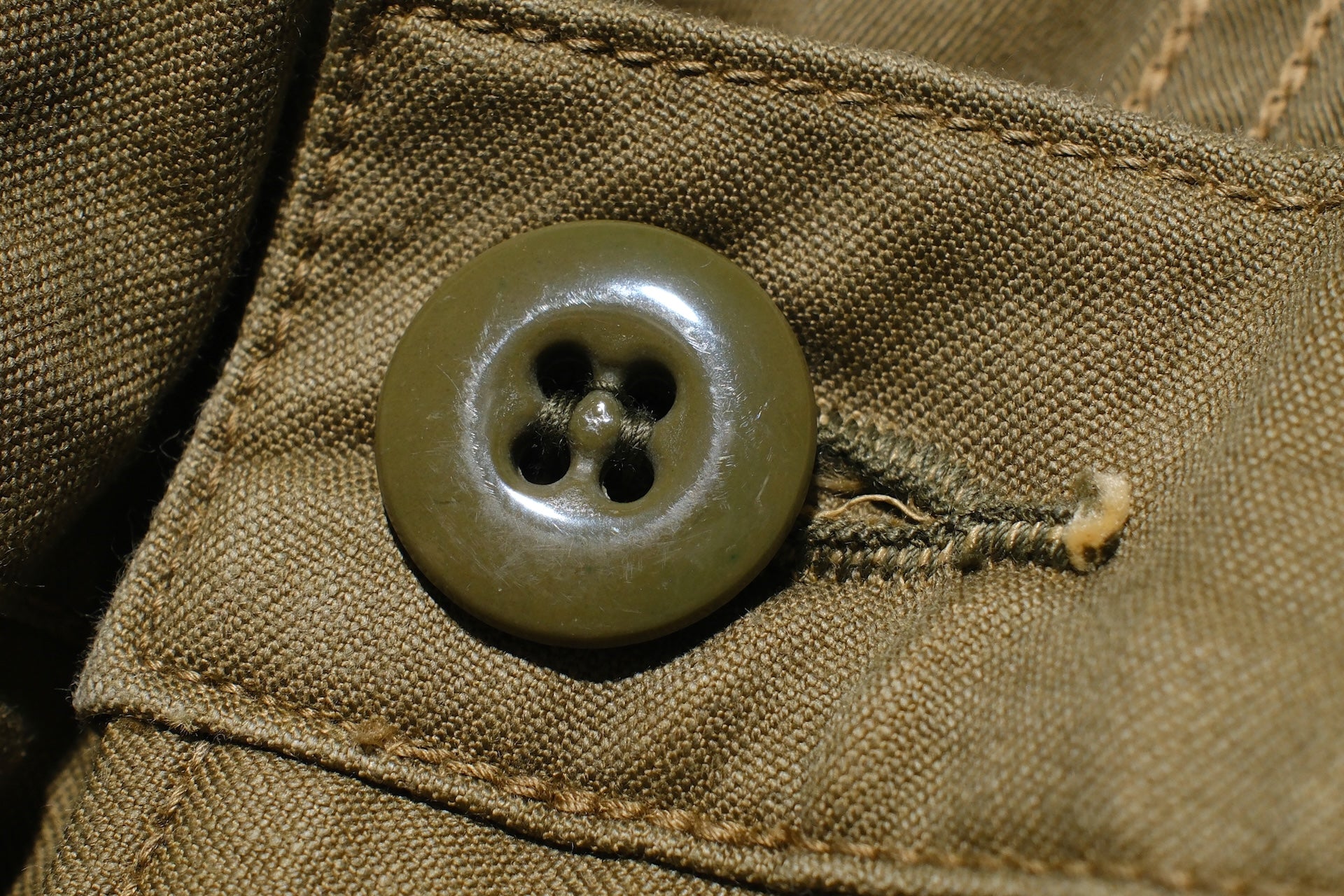 Freewheelers Back Satin "Jungle Fatiques" Tropical Trousers (Olive)