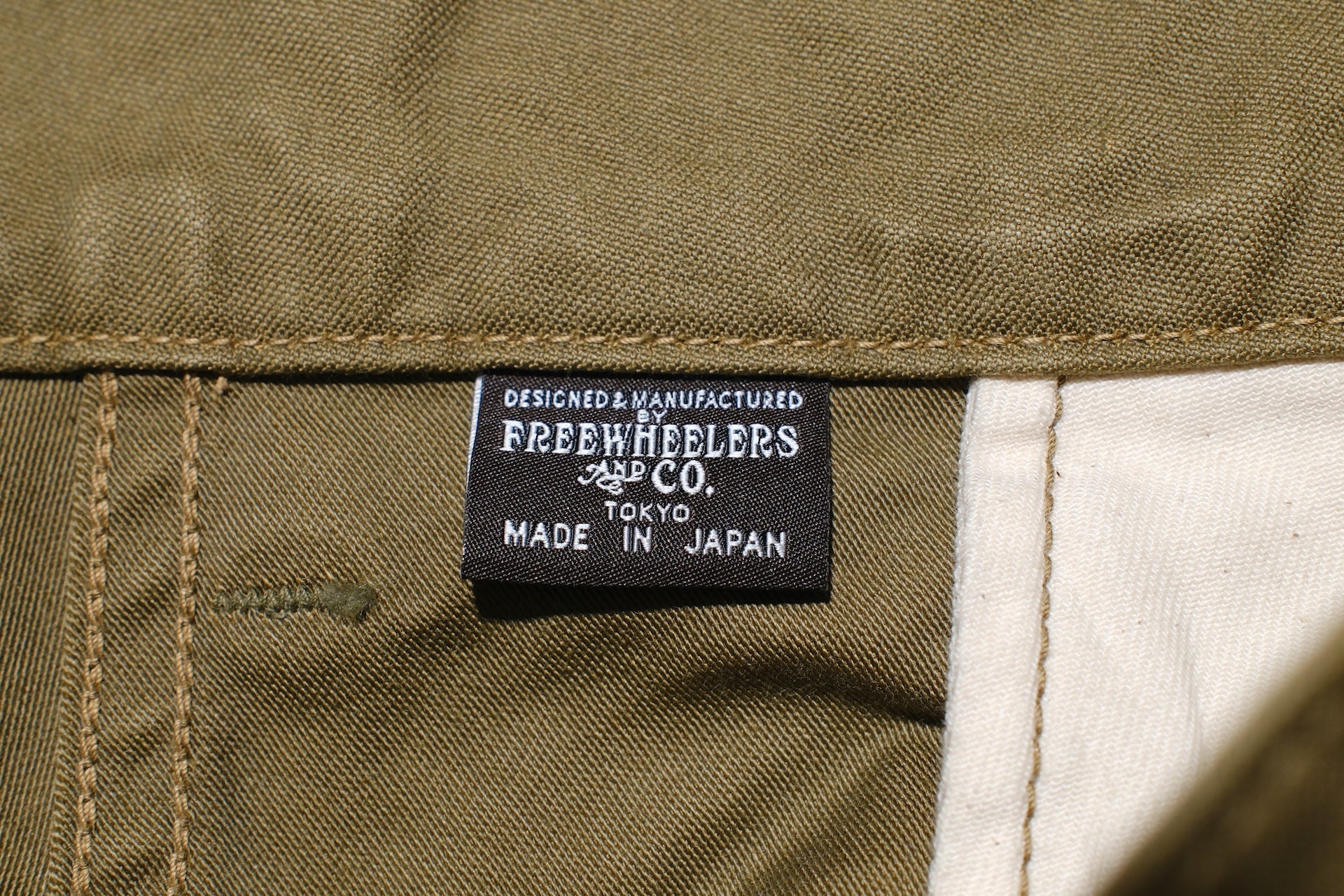 Freewheelers Back Satin "Jungle Fatiques" Tropical Trousers (Olive)