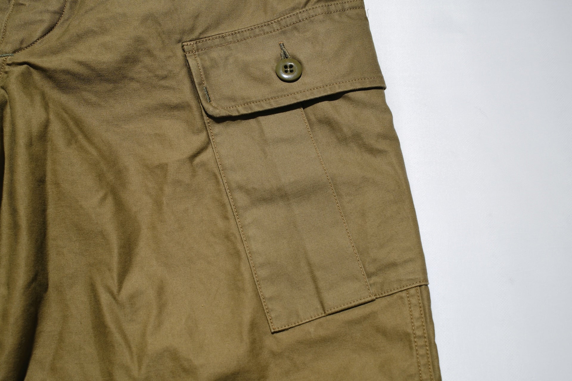 Freewheelers Back Satin "Jungle Fatiques" Tropical Trousers (Olive)