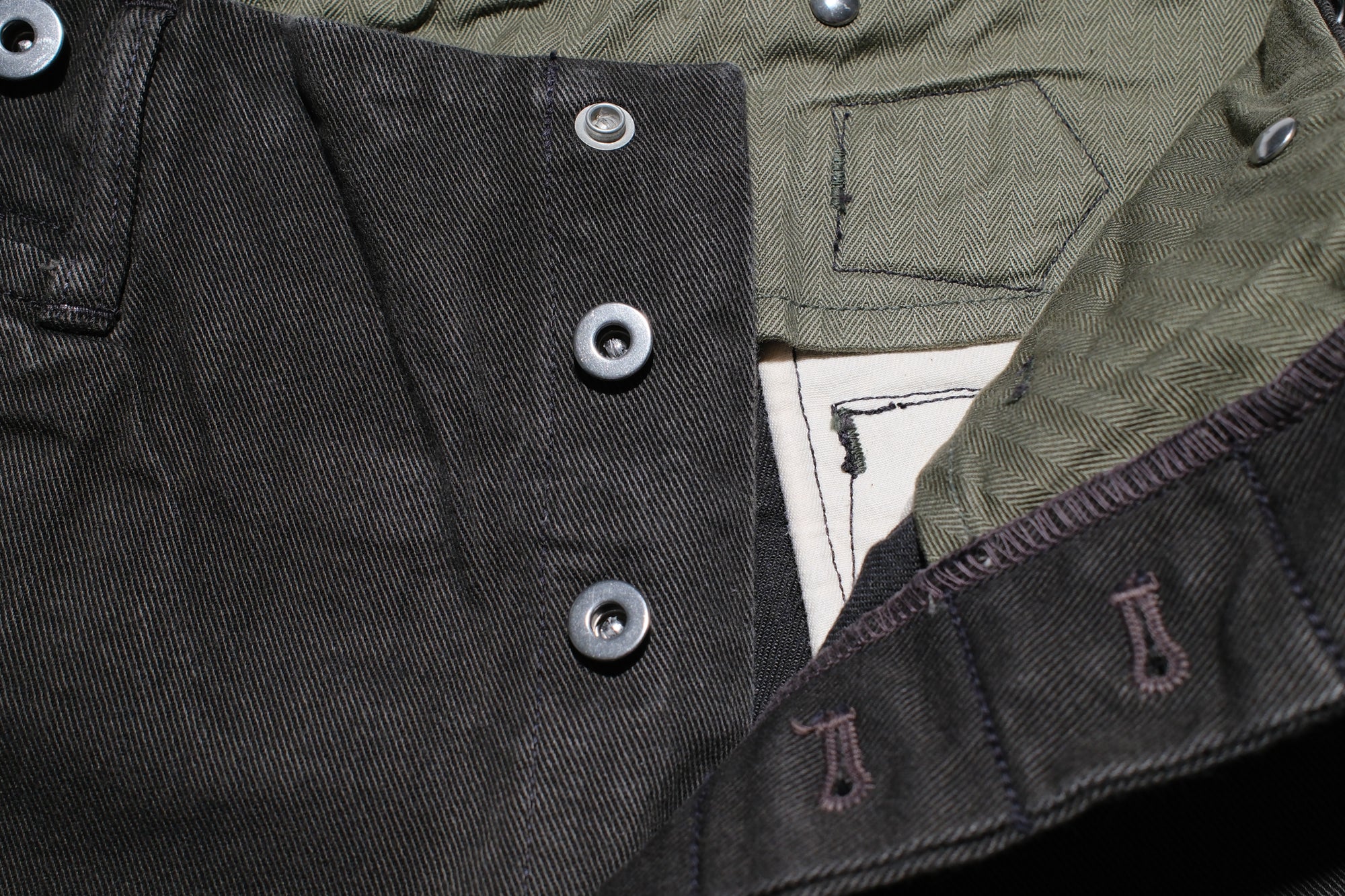 Freewheelers 10.5oz Ink-Black Denim “STEVEDORE” Work Trousers