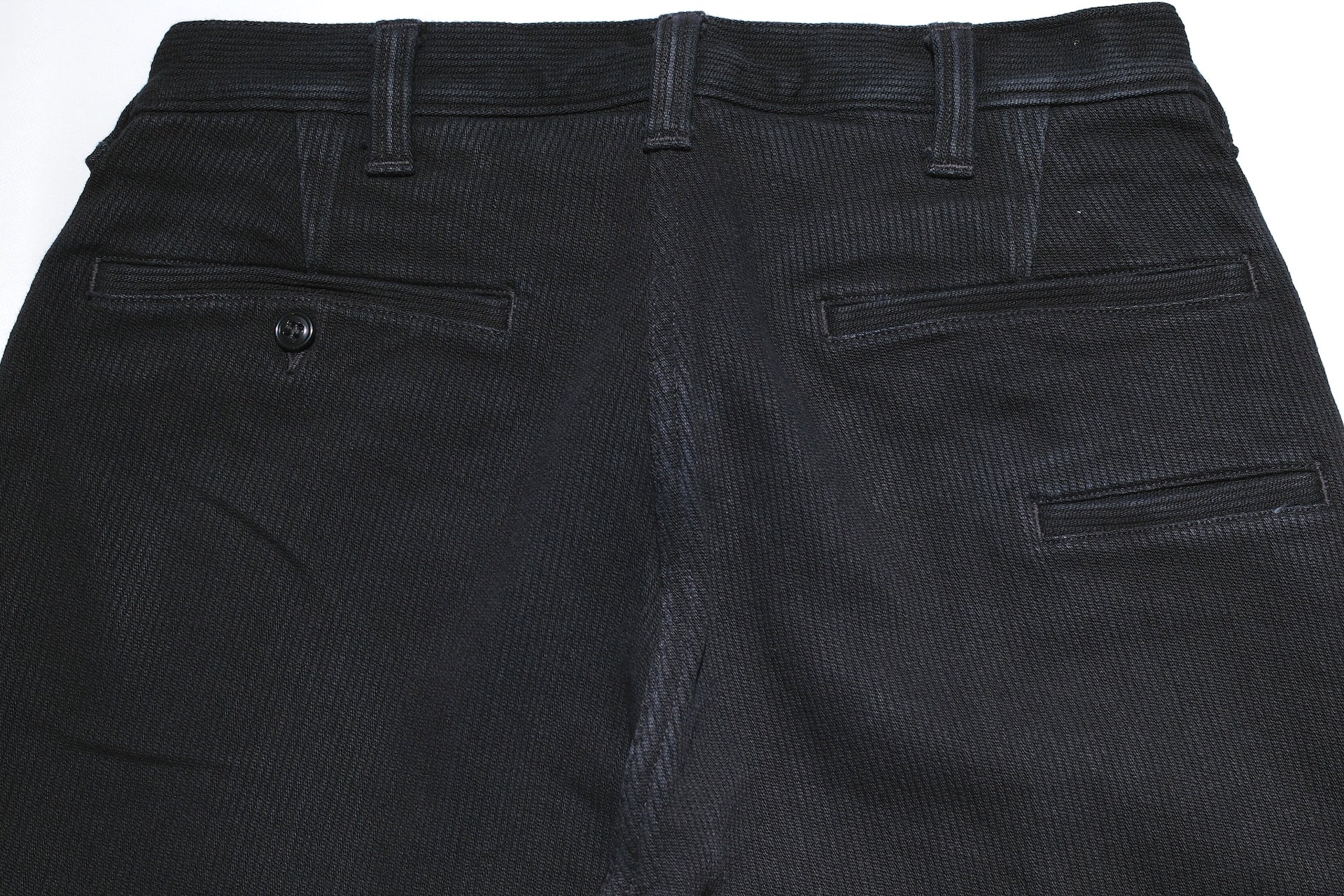 Freewheelers “Black Rogue” Heavyweight Pique Trousers (Rude Black)