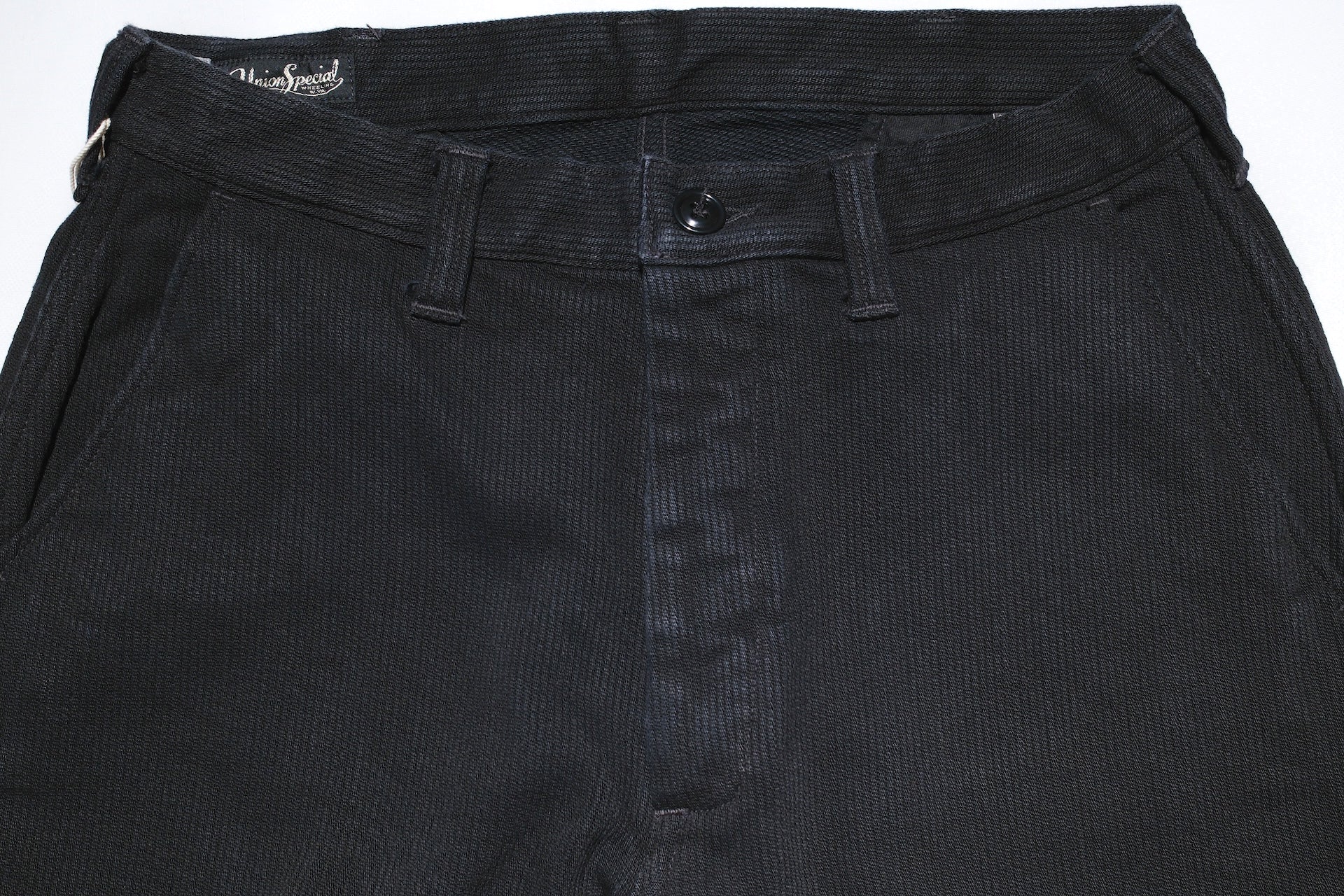Freewheelers “Black Rogue” Heavyweight Pique Trousers (Rude Black)