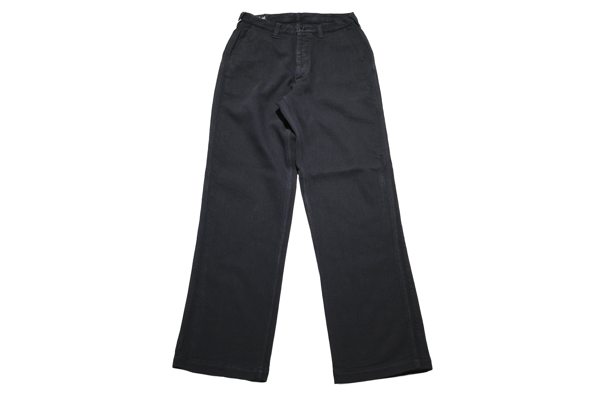 Freewheelers “Black Rogue” Heavyweight Pique Trousers (Rude Black)