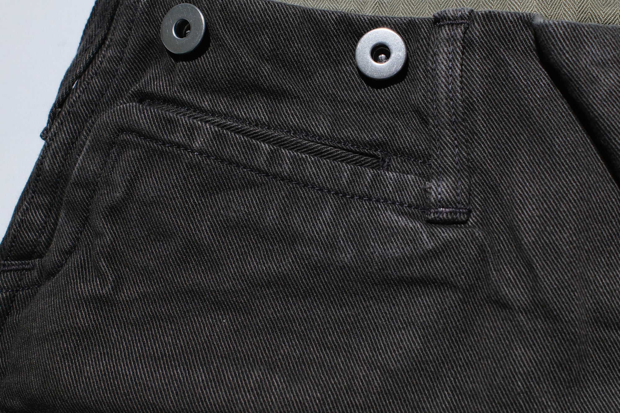 Freewheelers 10.5oz Ink-Black Denim “STEVEDORE” Work Trousers